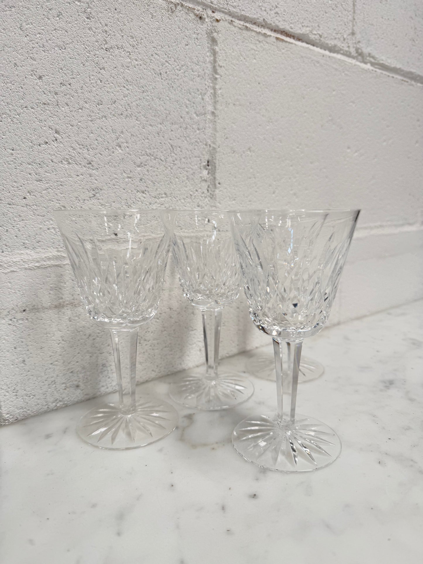 Set of Four Vintage Waterford Crystal Wine Glasses With Lismore Pattern
