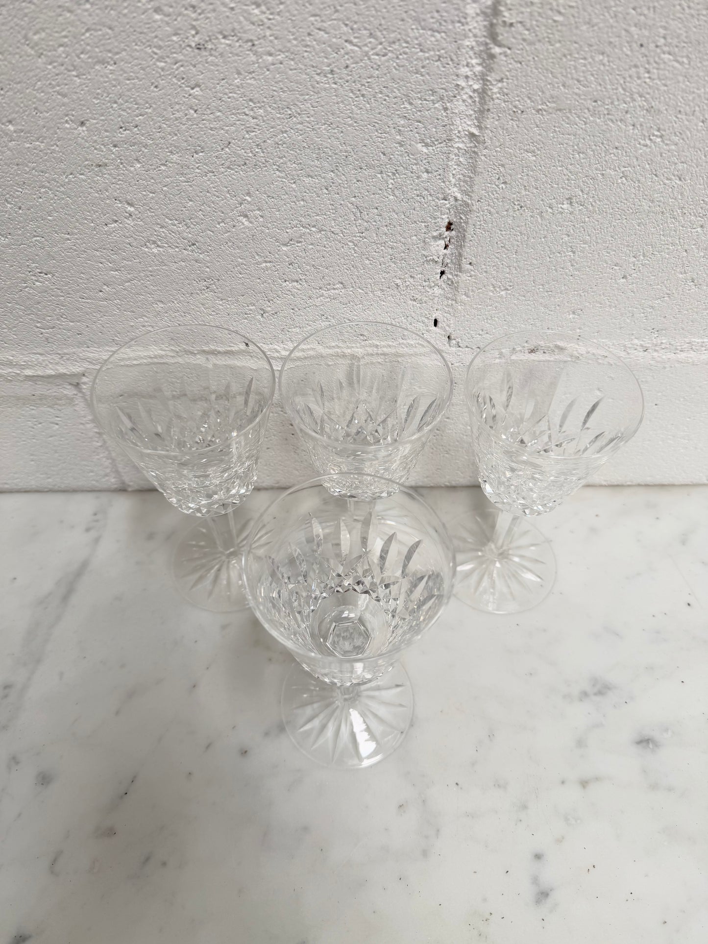 Set of Four Vintage Waterford Crystal Wine Glasses With Lismore Pattern