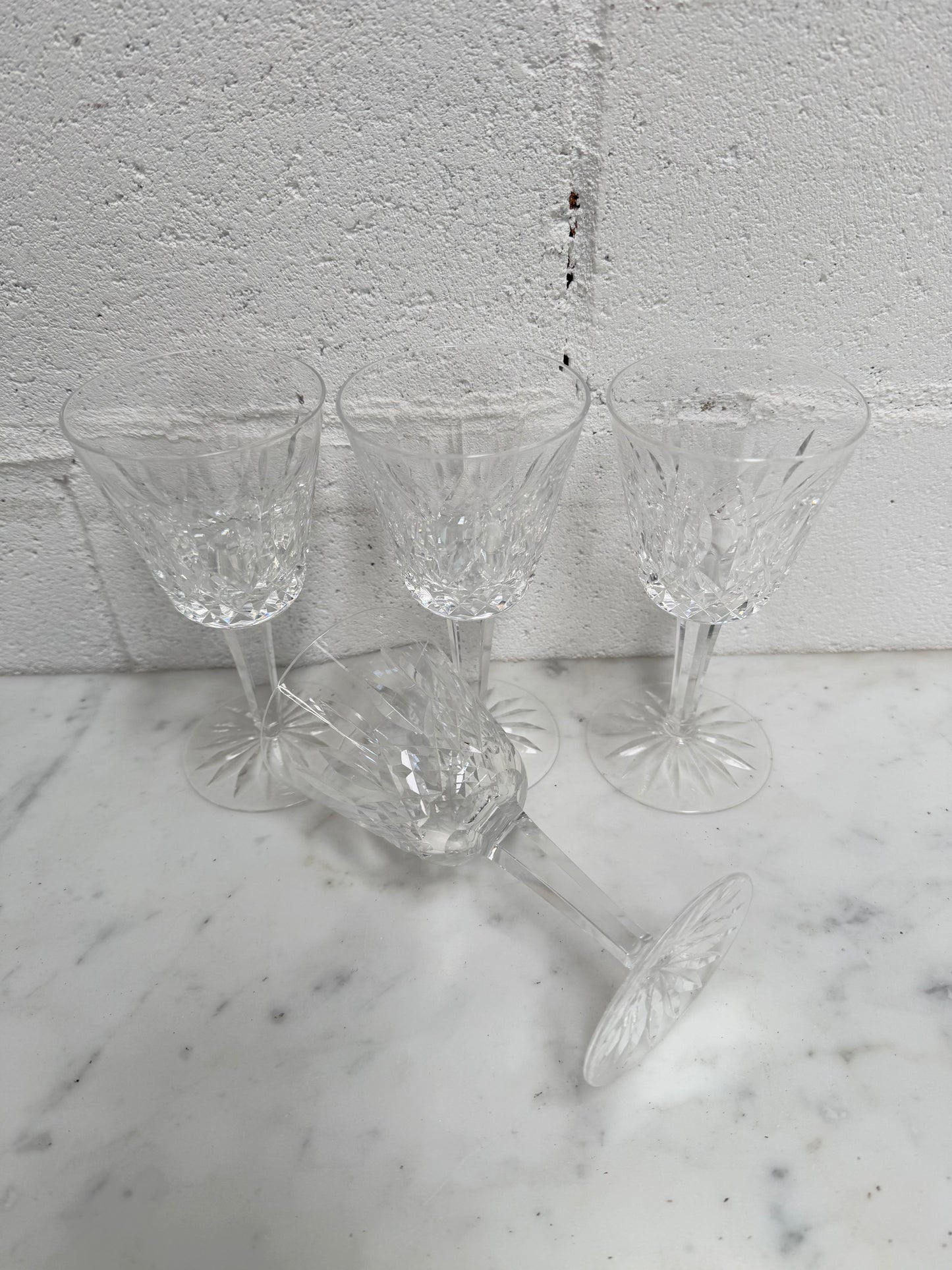 Set of Four Vintage Waterford Crystal Wine Glasses With Lismore Pattern