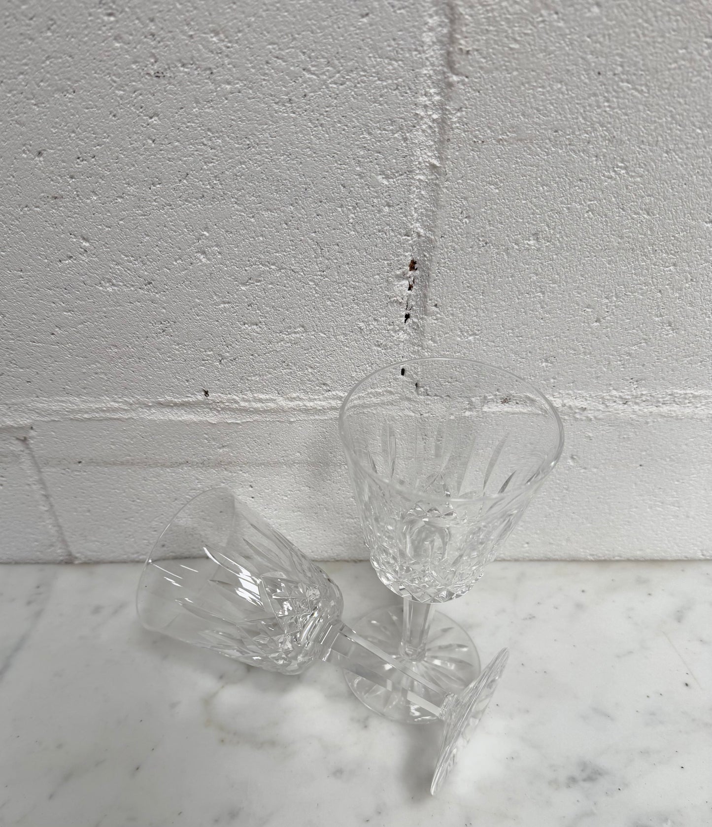 Set of Two Classic Vintage Waterford Crystal Goblets Lismore Pattern