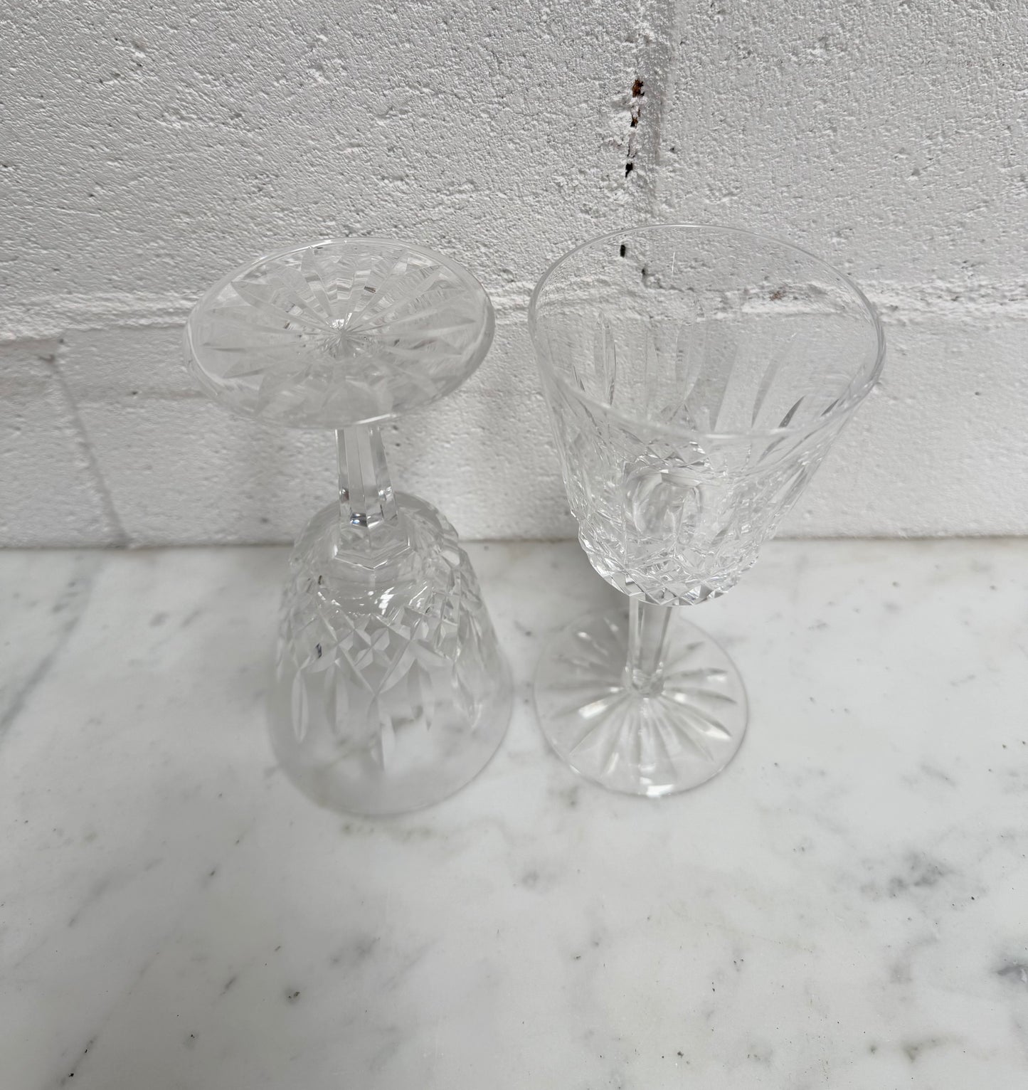 Set of Two Classic Vintage Waterford Crystal Goblets Lismore Pattern