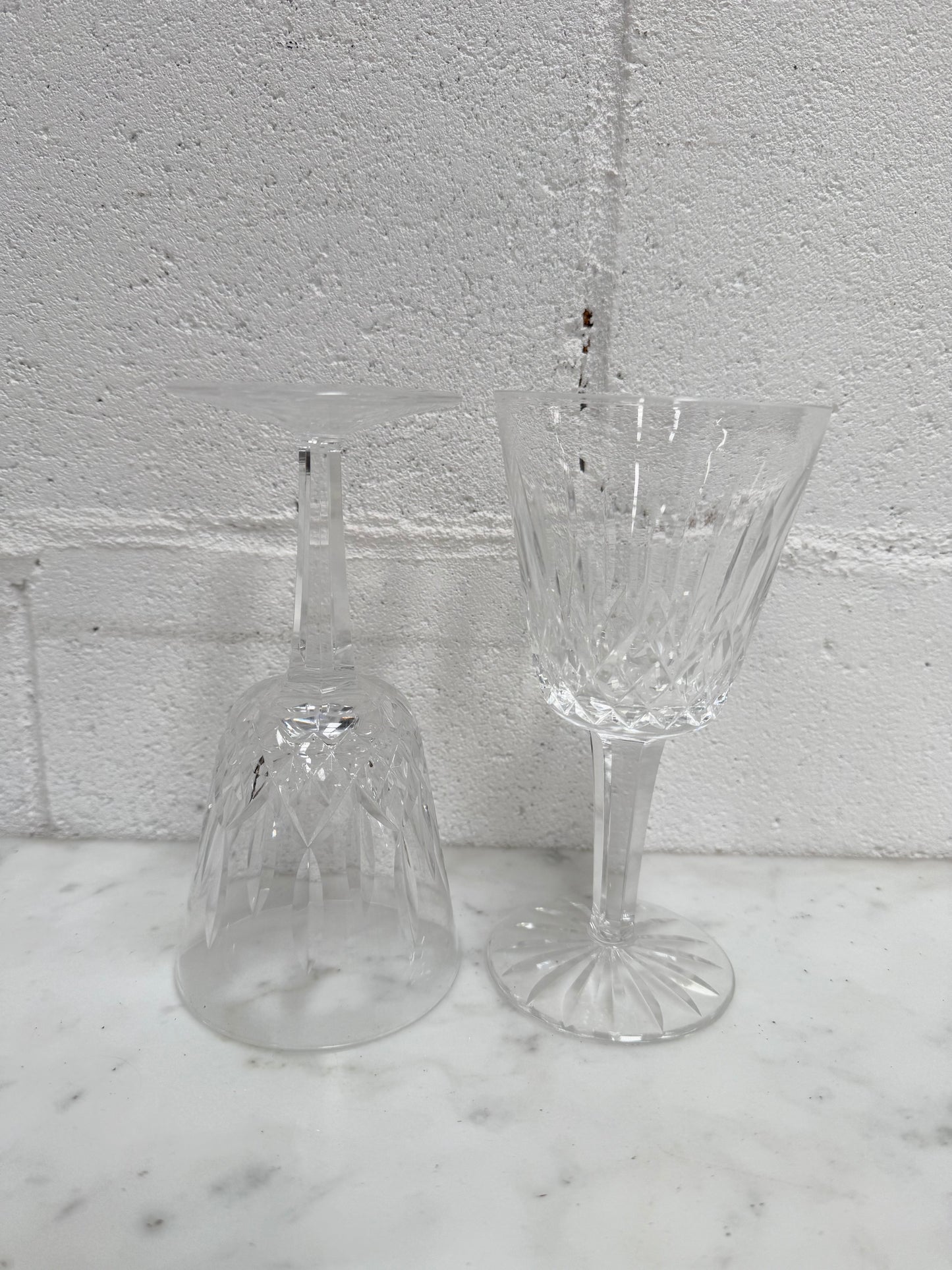 Set of Two Classic Vintage Waterford Crystal Goblets Lismore Pattern