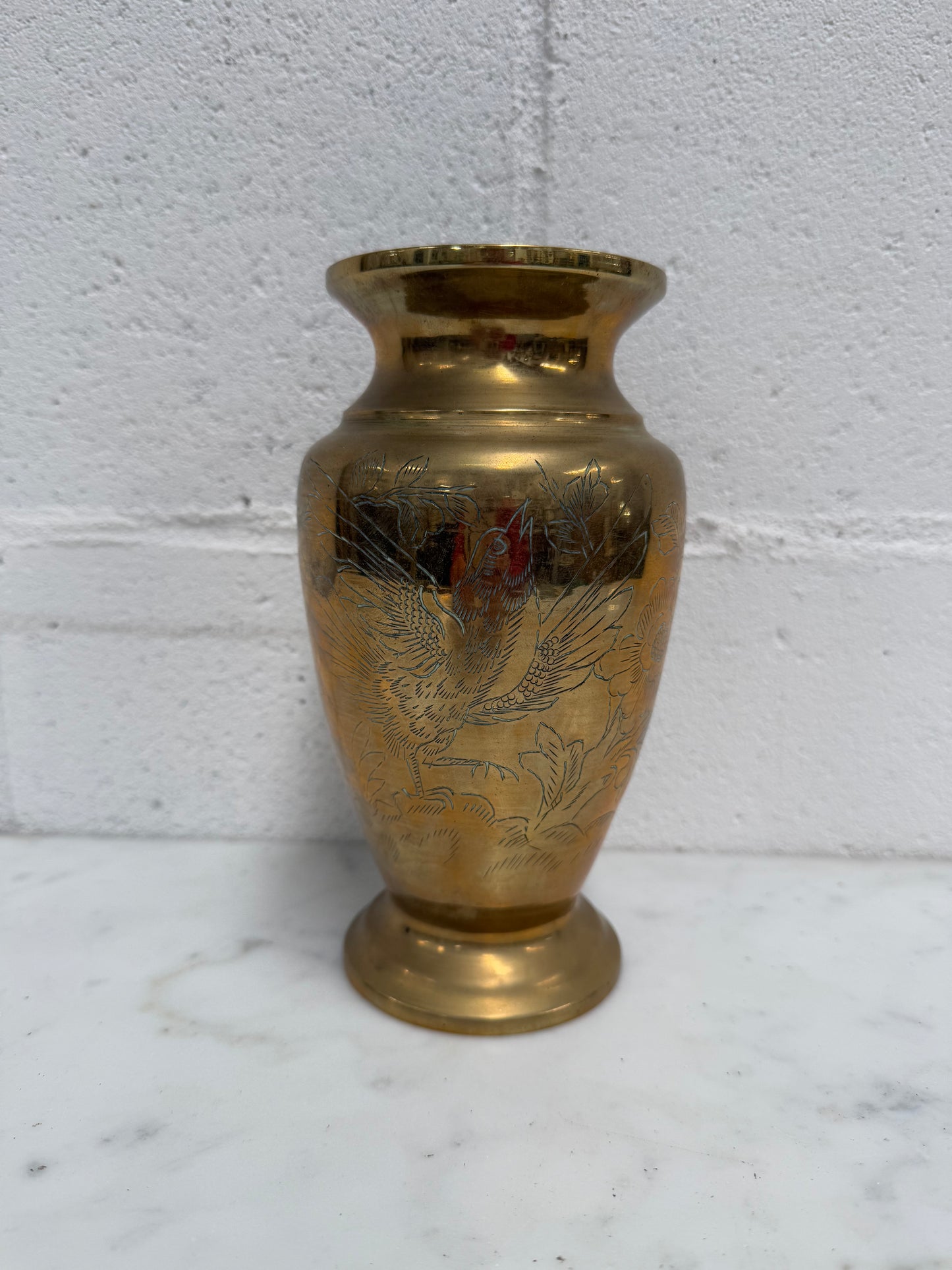 Vintage Bronze Incised Vase