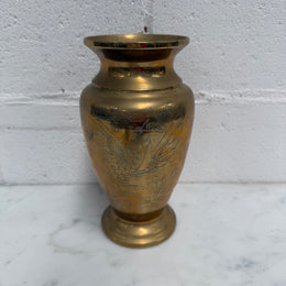 Vintage Bronze Incised Vase