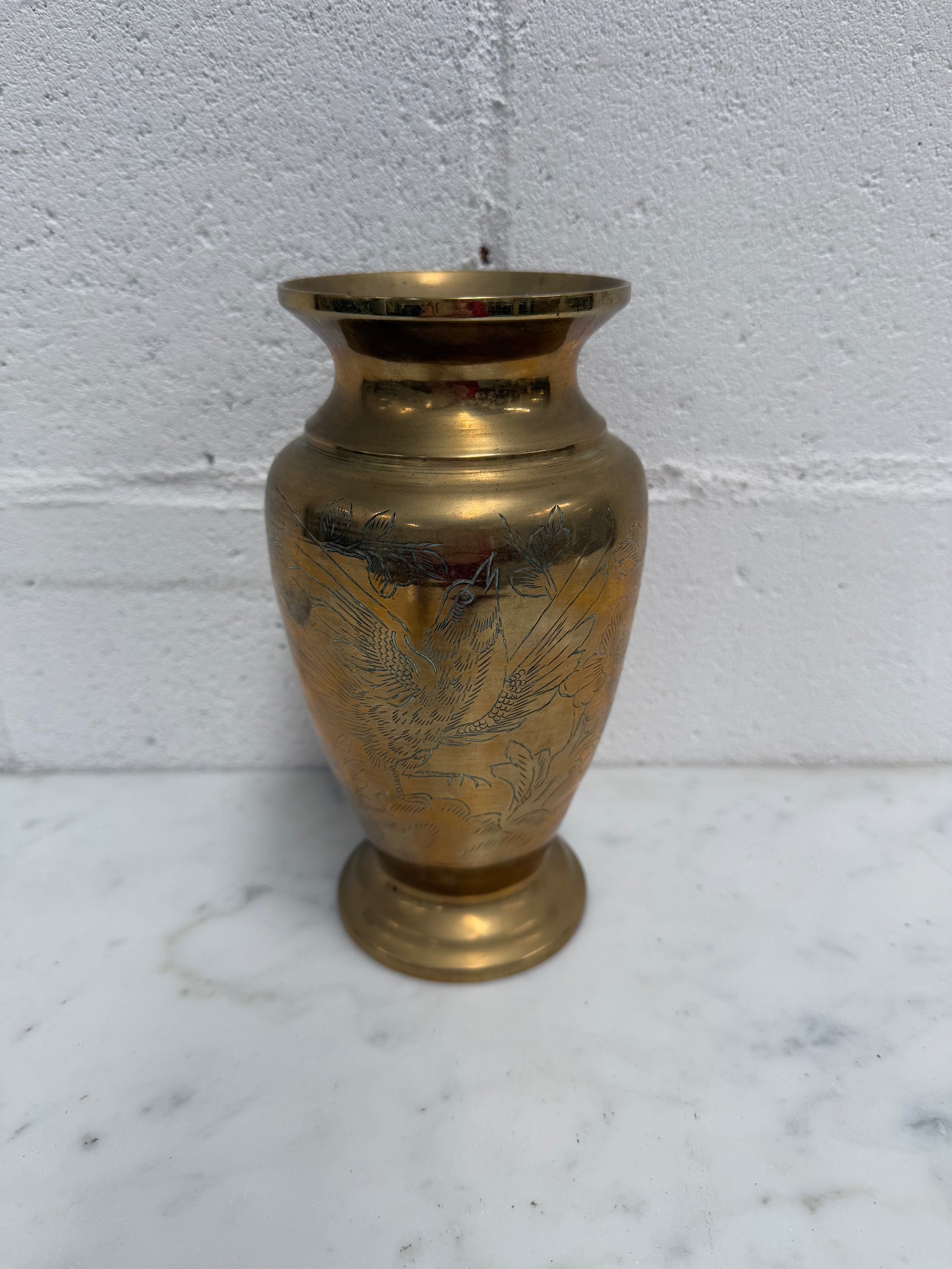 Vintage Bronze Incised Vase