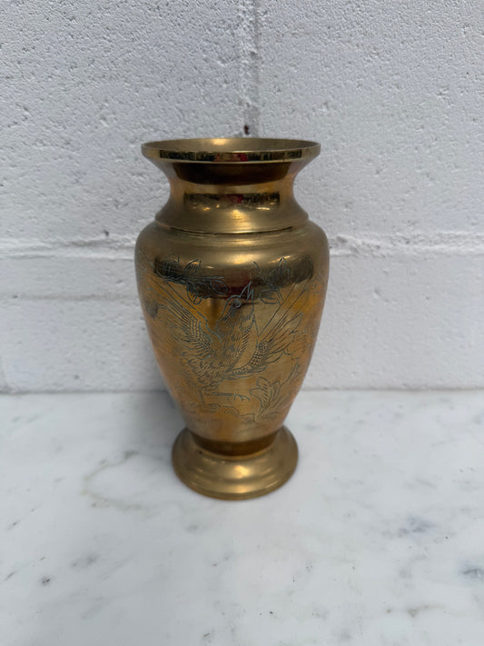 Vintage Bronze Incised Vase