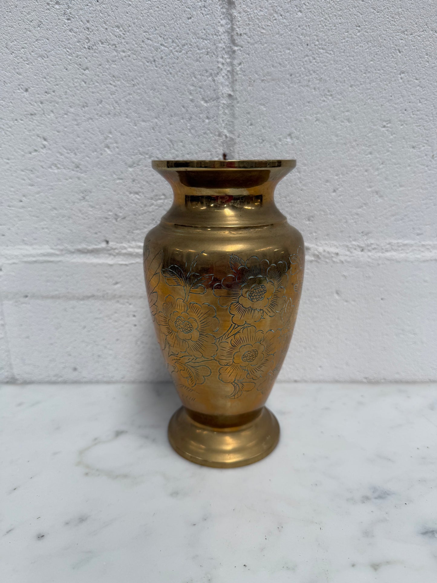 Vintage Bronze Incised Vase