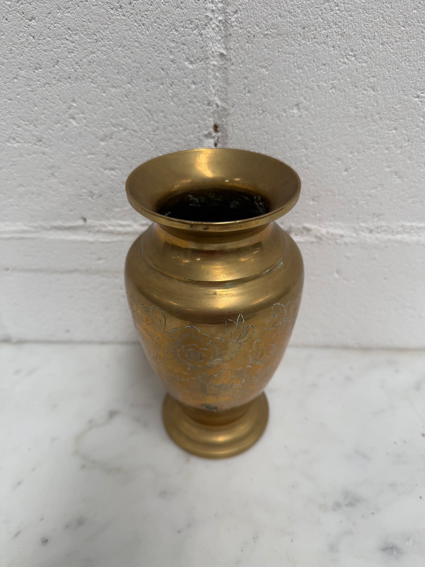 Vintage Bronze Incised Vase