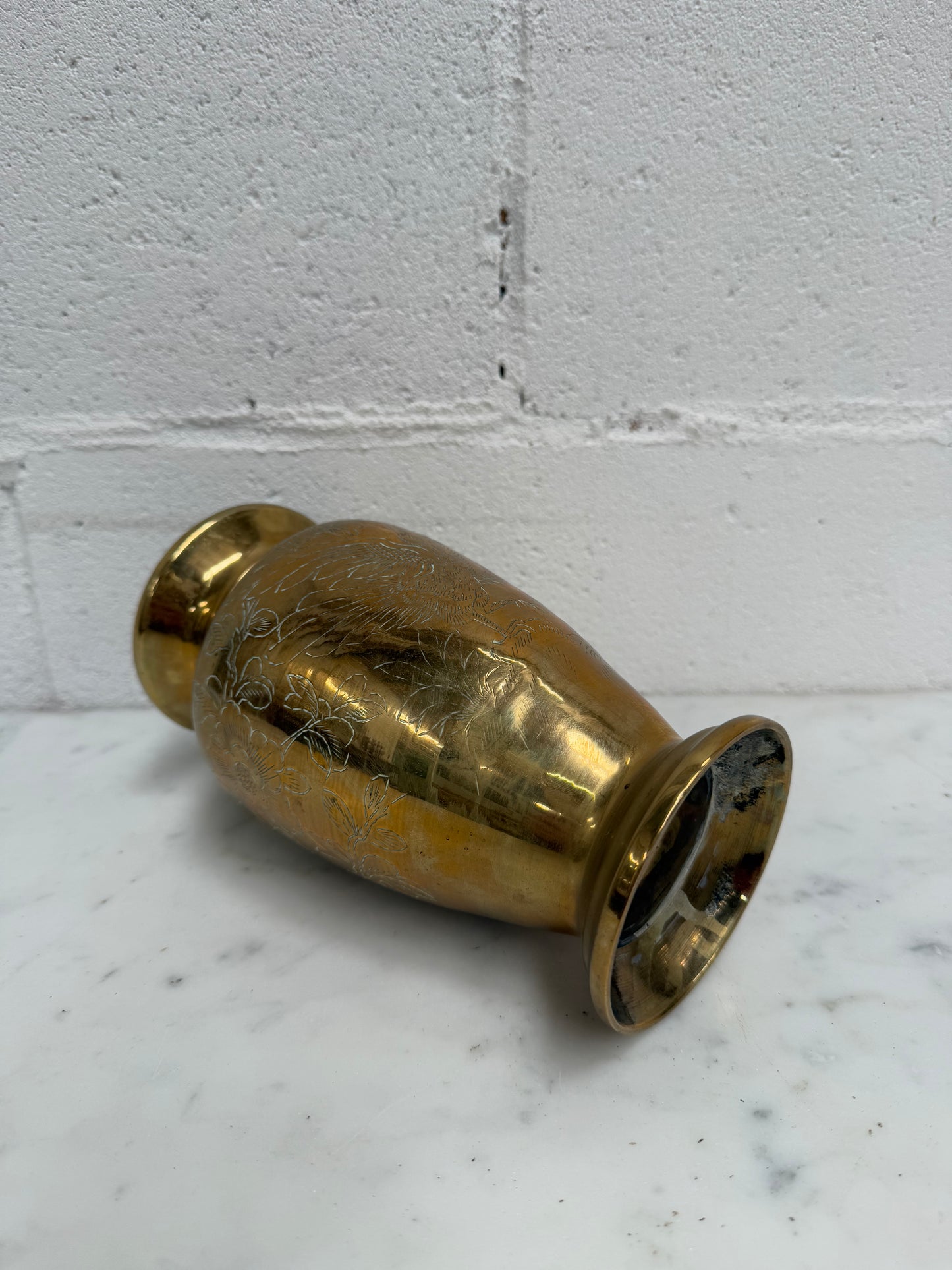 Vintage Bronze Incised Vase