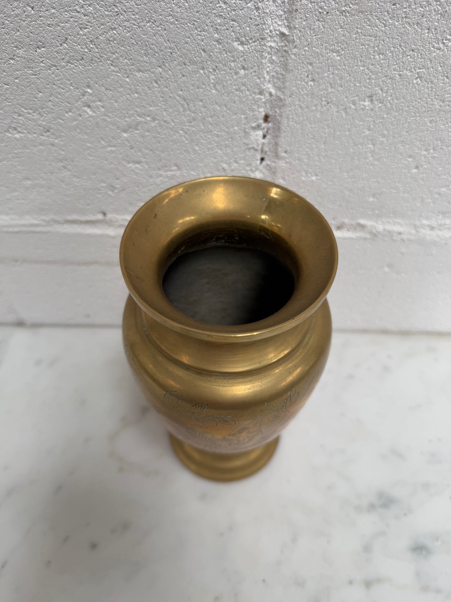 Vintage Bronze Incised Vase
