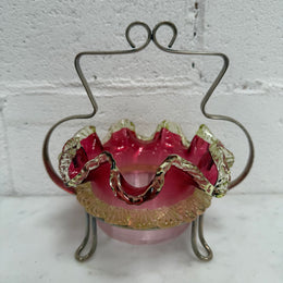 Late Victorian Ruby Glass Bowl and Holder