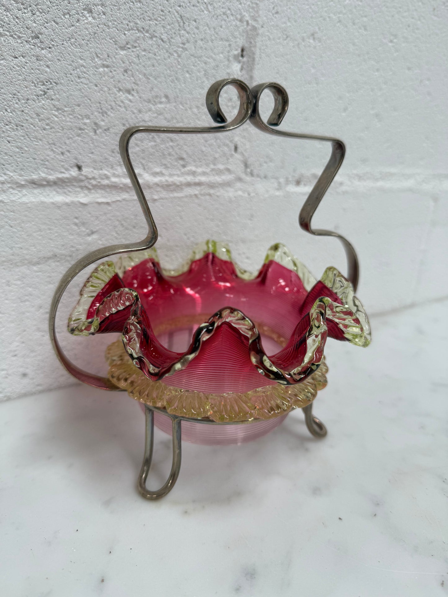 Late Victorian Ruby Glass Bowl and Holder