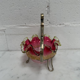 Late Victorian Ruby Glass Bowl and Holder