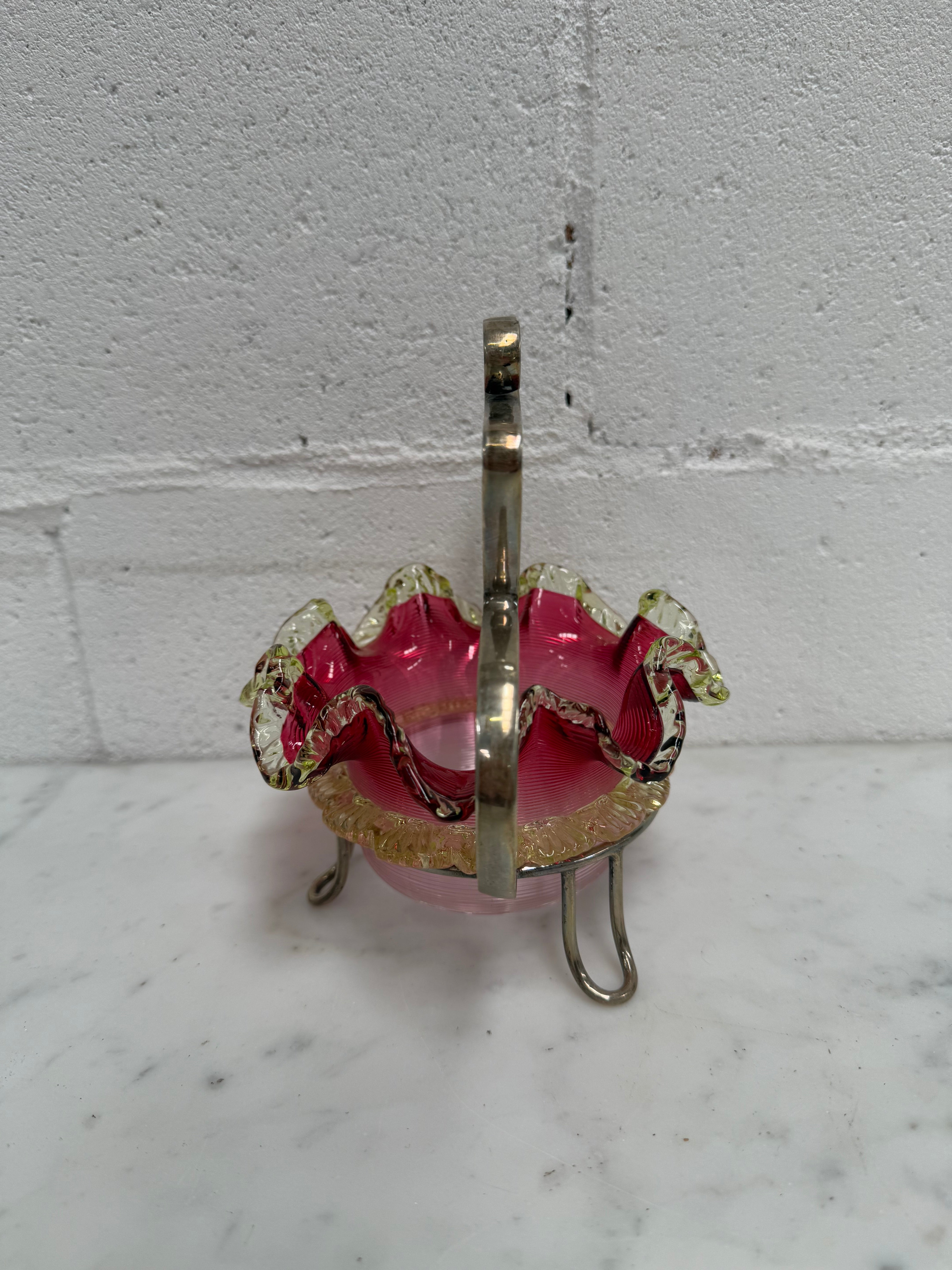 Late Victorian Ruby Glass Bowl and Holder | Antique & Vintage | Moonee Ponds Antiques | Australia Wide Delivery
