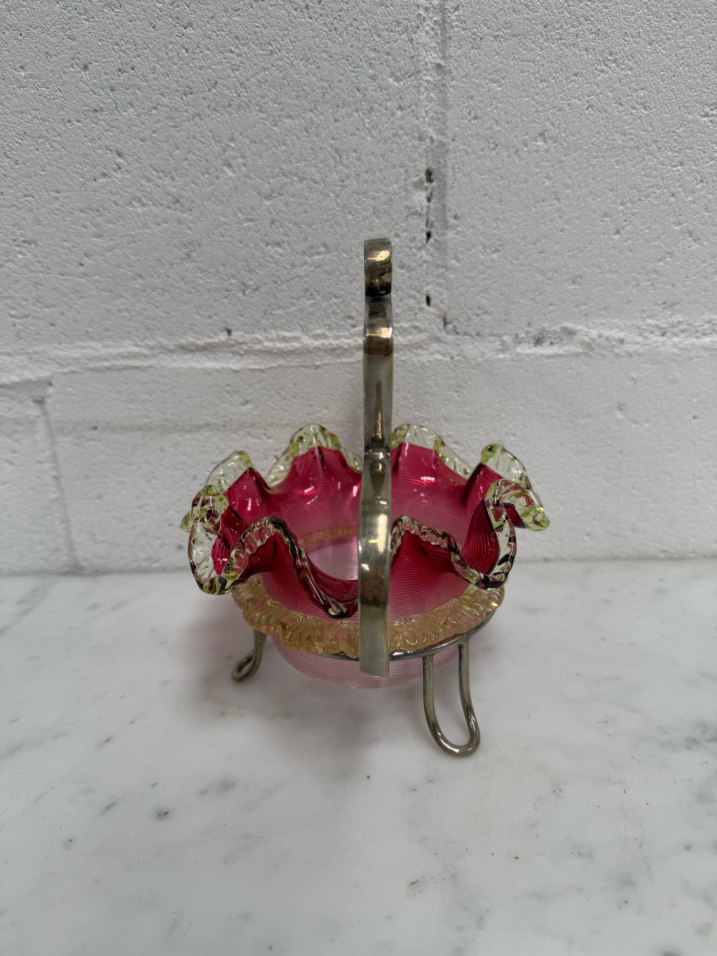 Late Victorian Ruby Glass Bowl and Holder