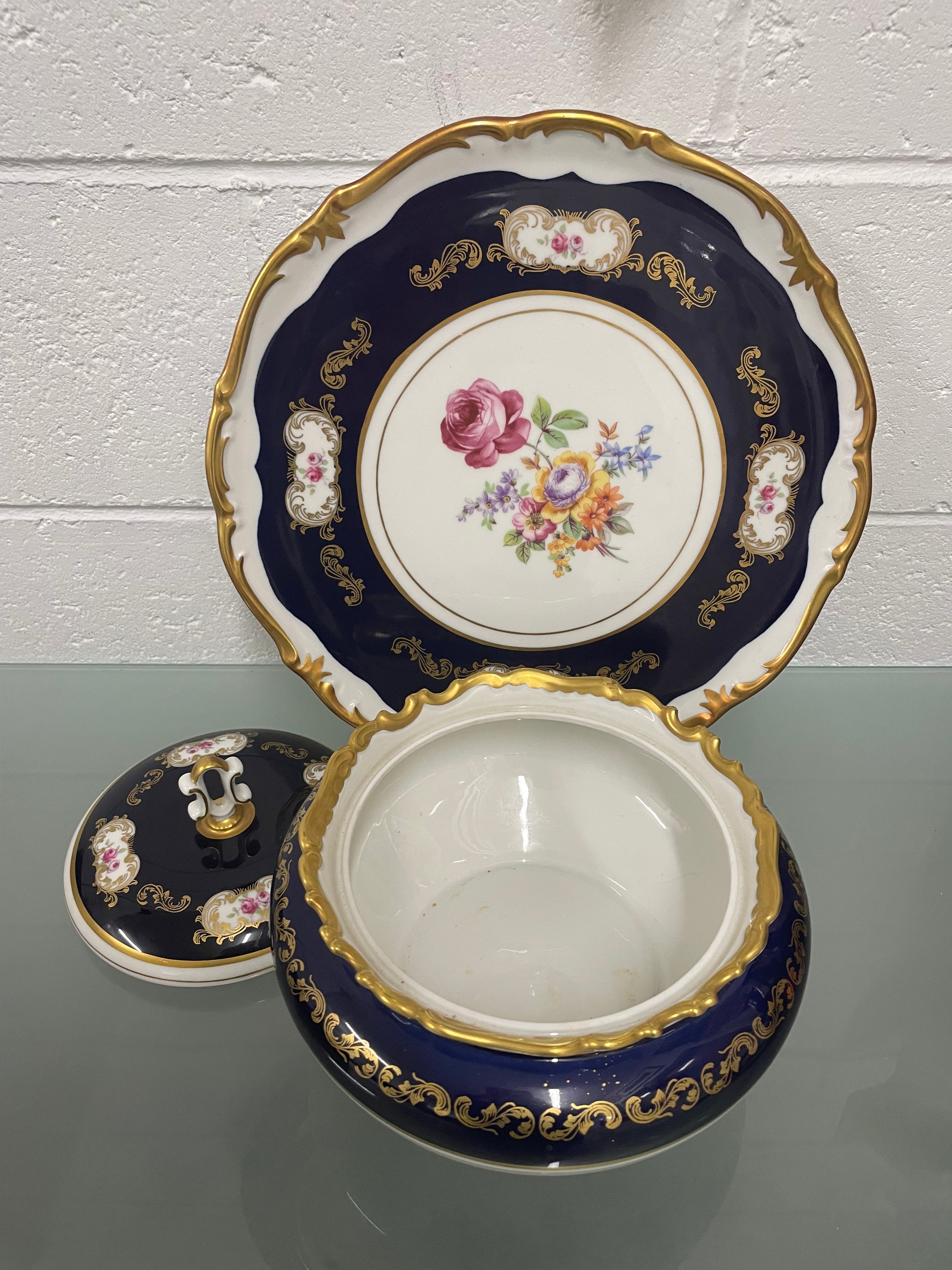 Reichenbach Baroque Cobalt Blue Serving Tray & Tureen | Antique & Vintage | Moonee Ponds Antiques | Australia Wide Delivery