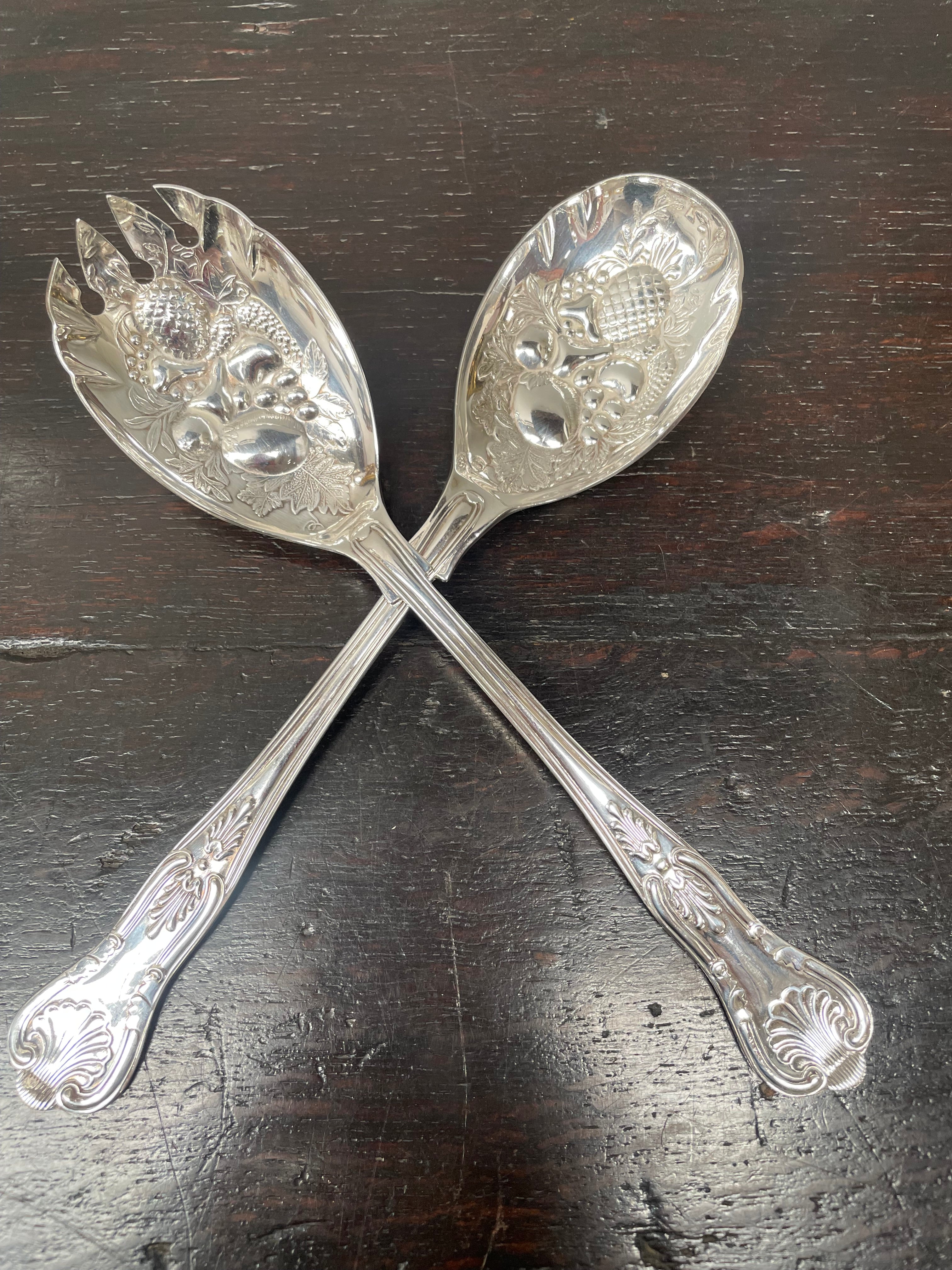 Pair of Silver Plated Berry Serving Spoons | Antique & Vintage | Moonee Ponds Antiques | Australia Wide Delivery