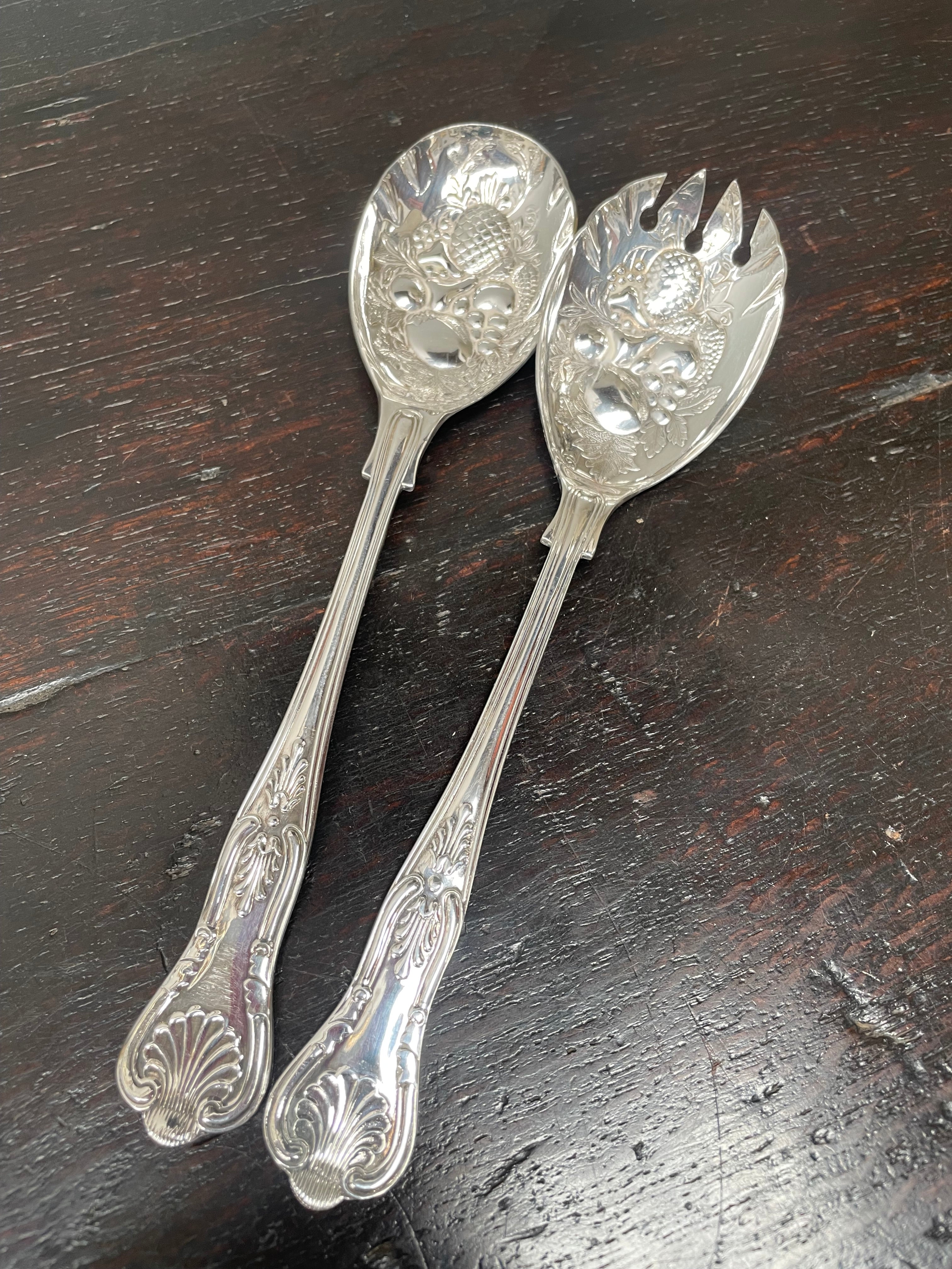 Pair of Silver Plated Berry Serving Spoons | Antique & Vintage | Moonee Ponds Antiques | Australia Wide Delivery