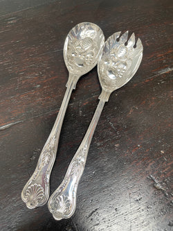 Pair of Silver Plated Berry Serving Spoons | Antique & Vintage | Moonee Ponds Antiques | Australia Wide Delivery