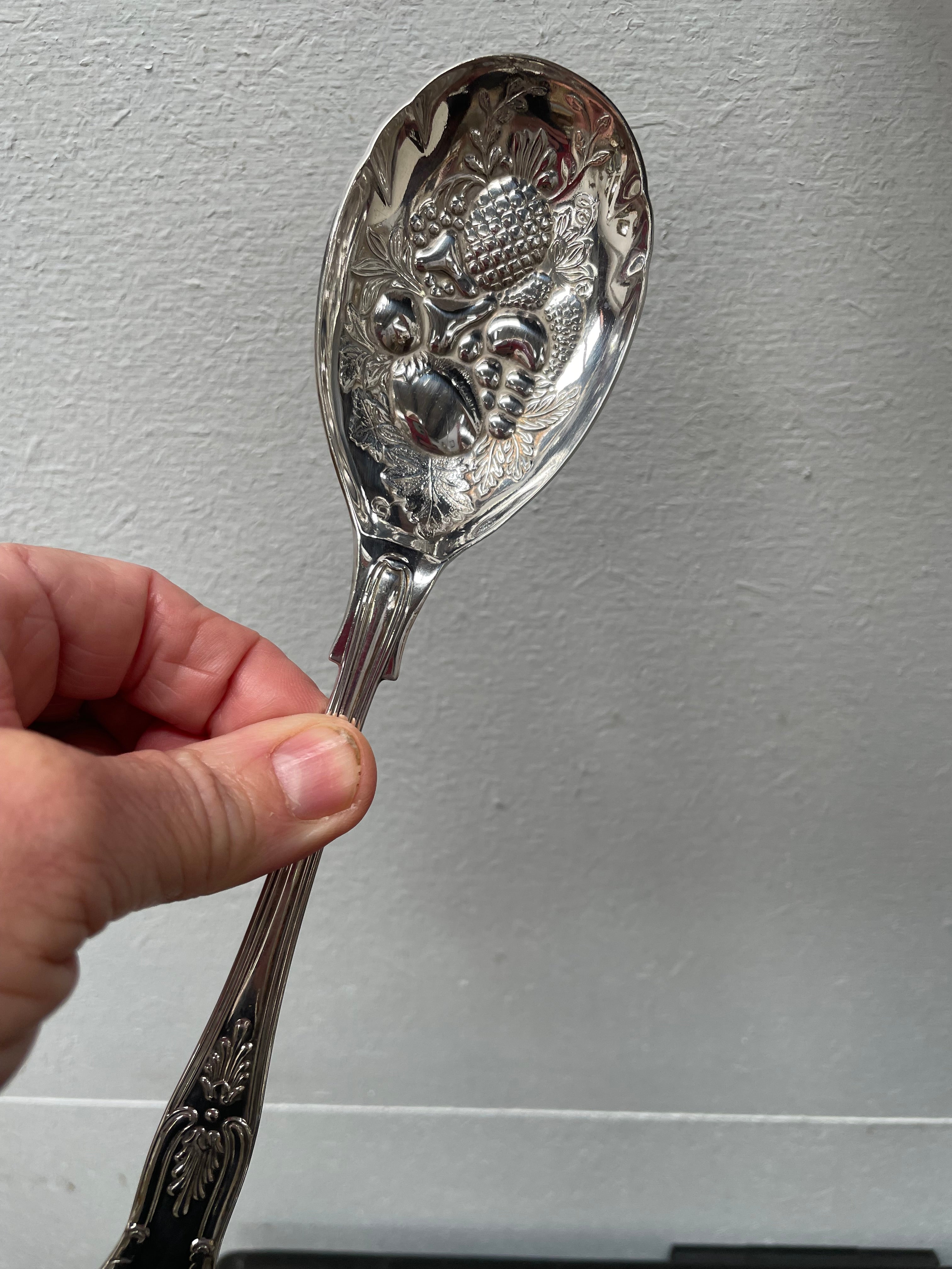Pair of Silver Plated Berry Serving Spoons | Antique & Vintage | Moonee Ponds Antiques | Australia Wide Delivery