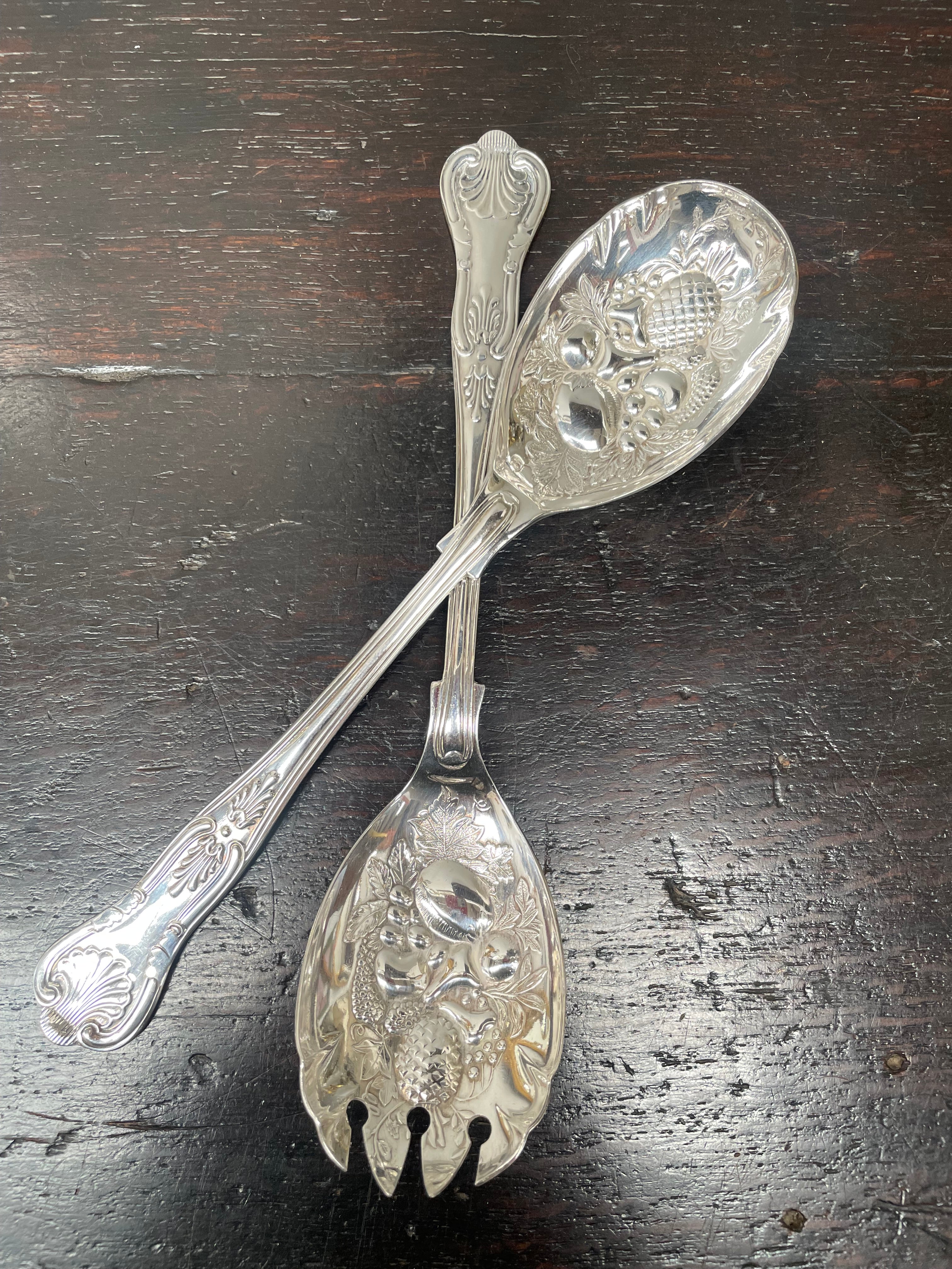 Pair of Silver Plated Berry Serving Spoons | Antique & Vintage | Moonee Ponds Antiques | Australia Wide Delivery