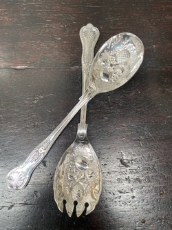 Pair of Silver Plated Berry Serving Spoons | Antique & Vintage | Moonee Ponds Antiques | Australia Wide Delivery