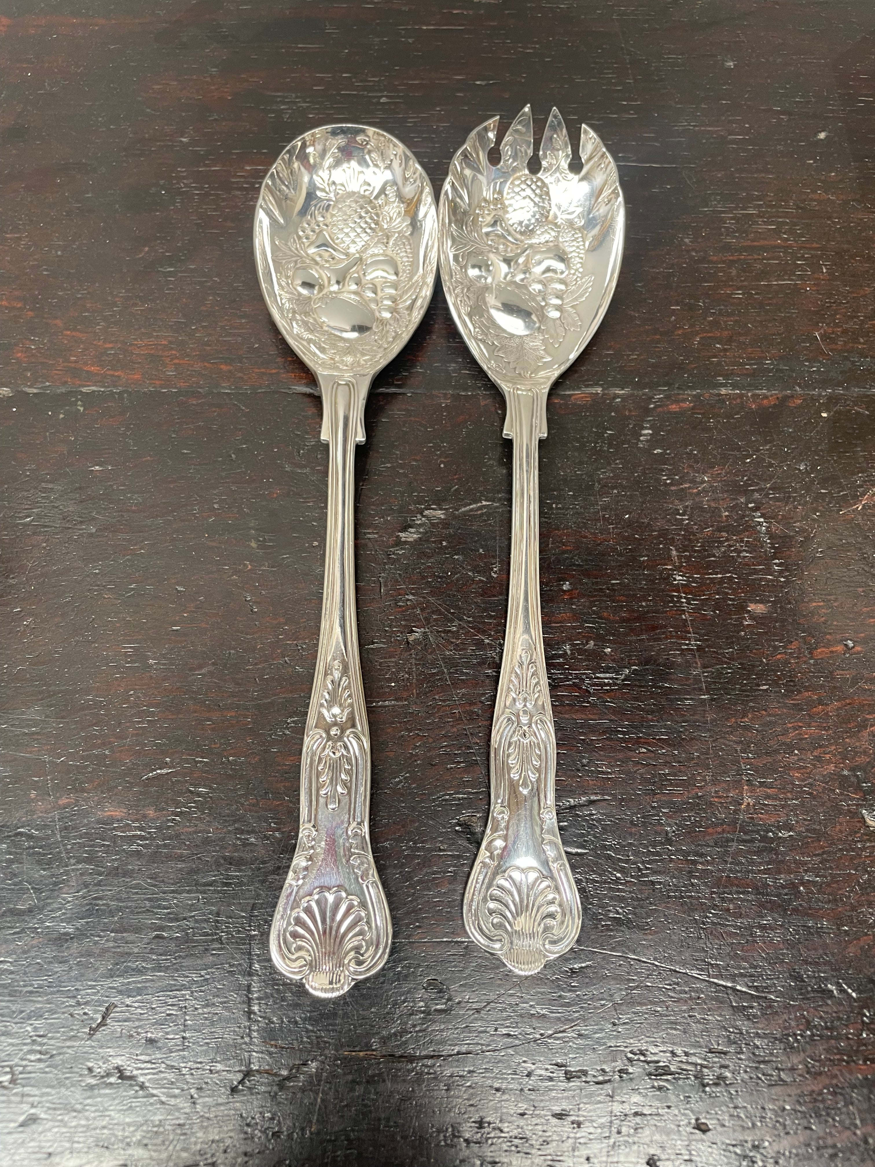 Pair of Silver Plated Berry Serving Spoons | Antique & Vintage | Moonee Ponds Antiques | Australia Wide Delivery