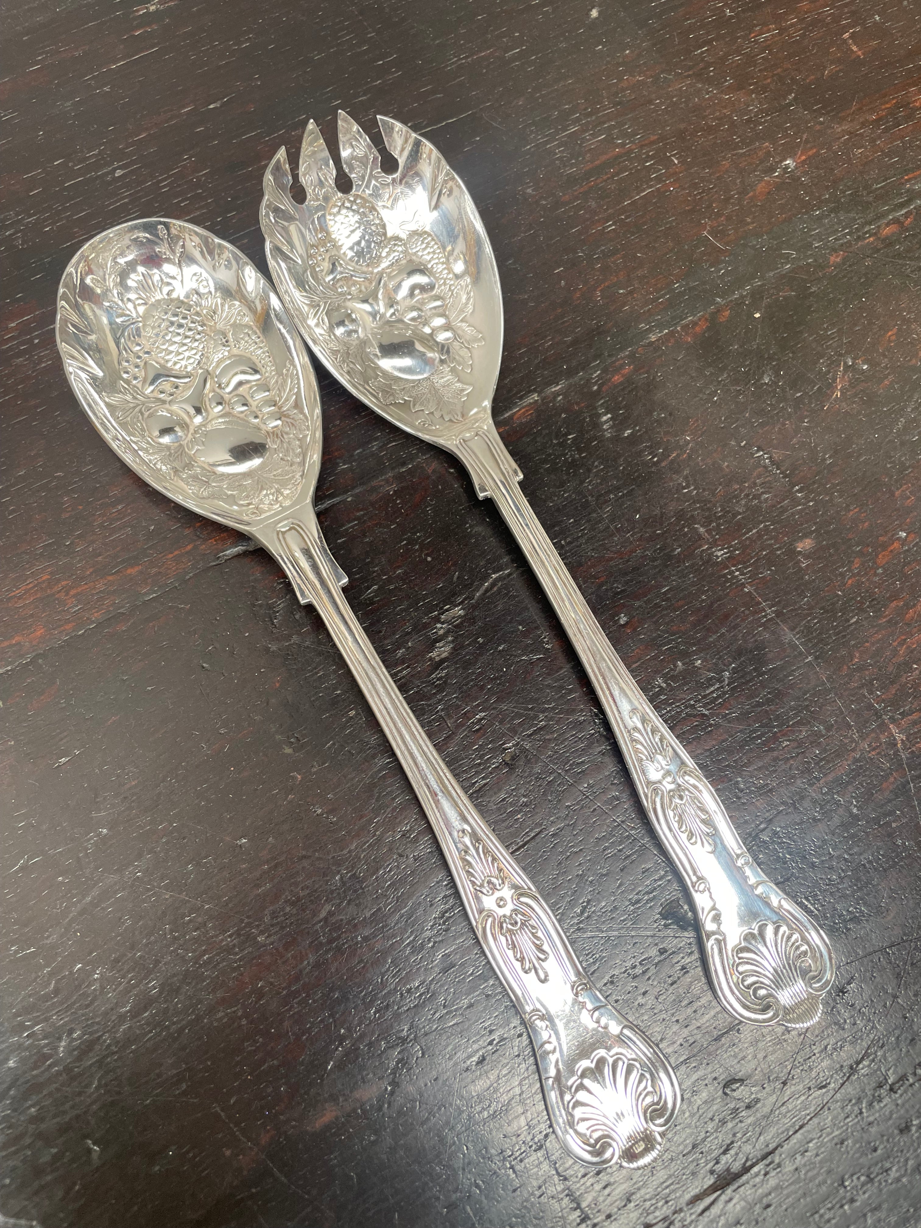 Pair of Silver Plated Berry Serving Spoons | Antique & Vintage | Moonee Ponds Antiques | Australia Wide Delivery