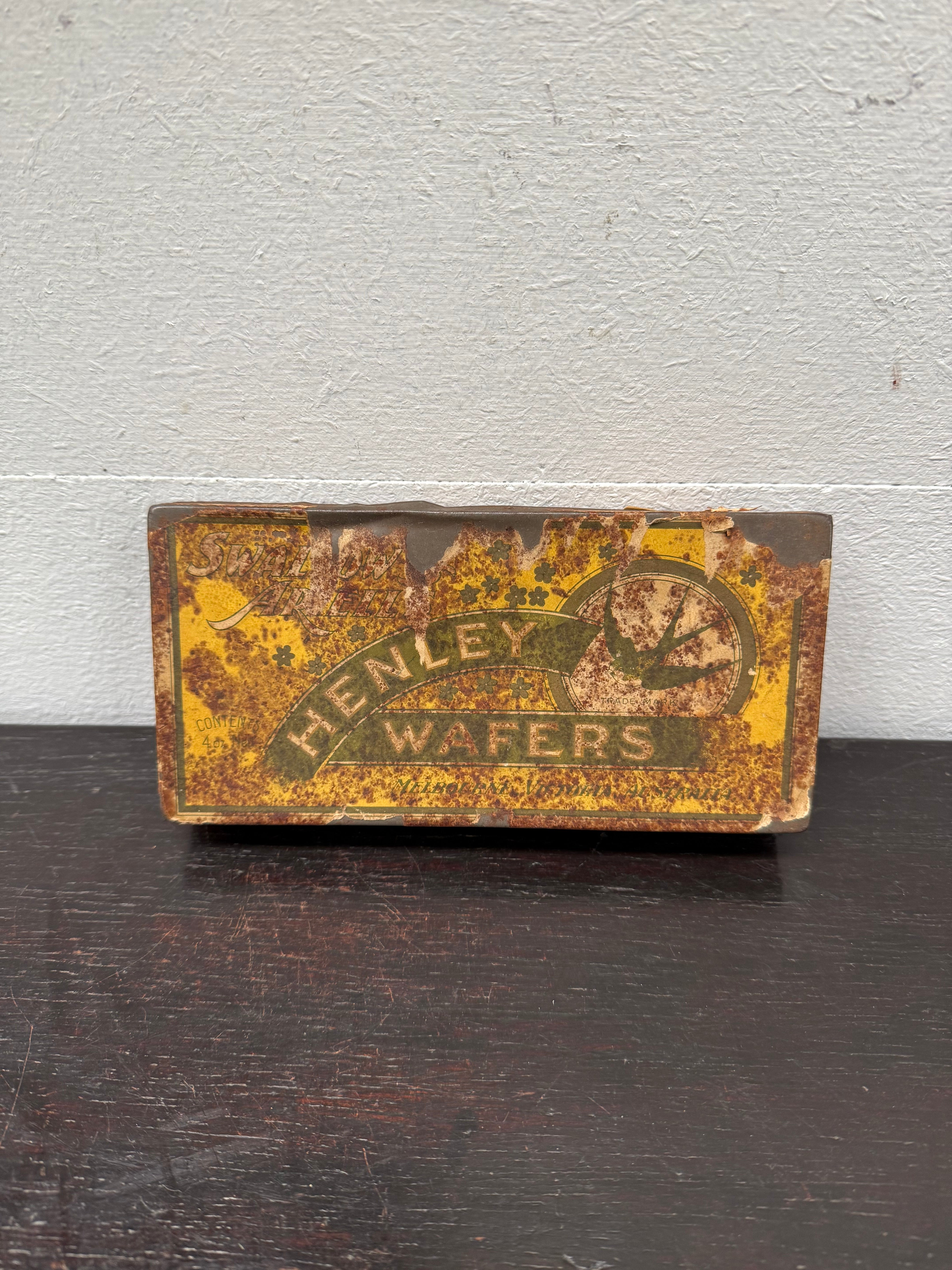 Rare Swallow & Ariels Henley Wafers Tin C1910 | Antique & Vintage | Moonee Ponds Antiques | Australia Wide
