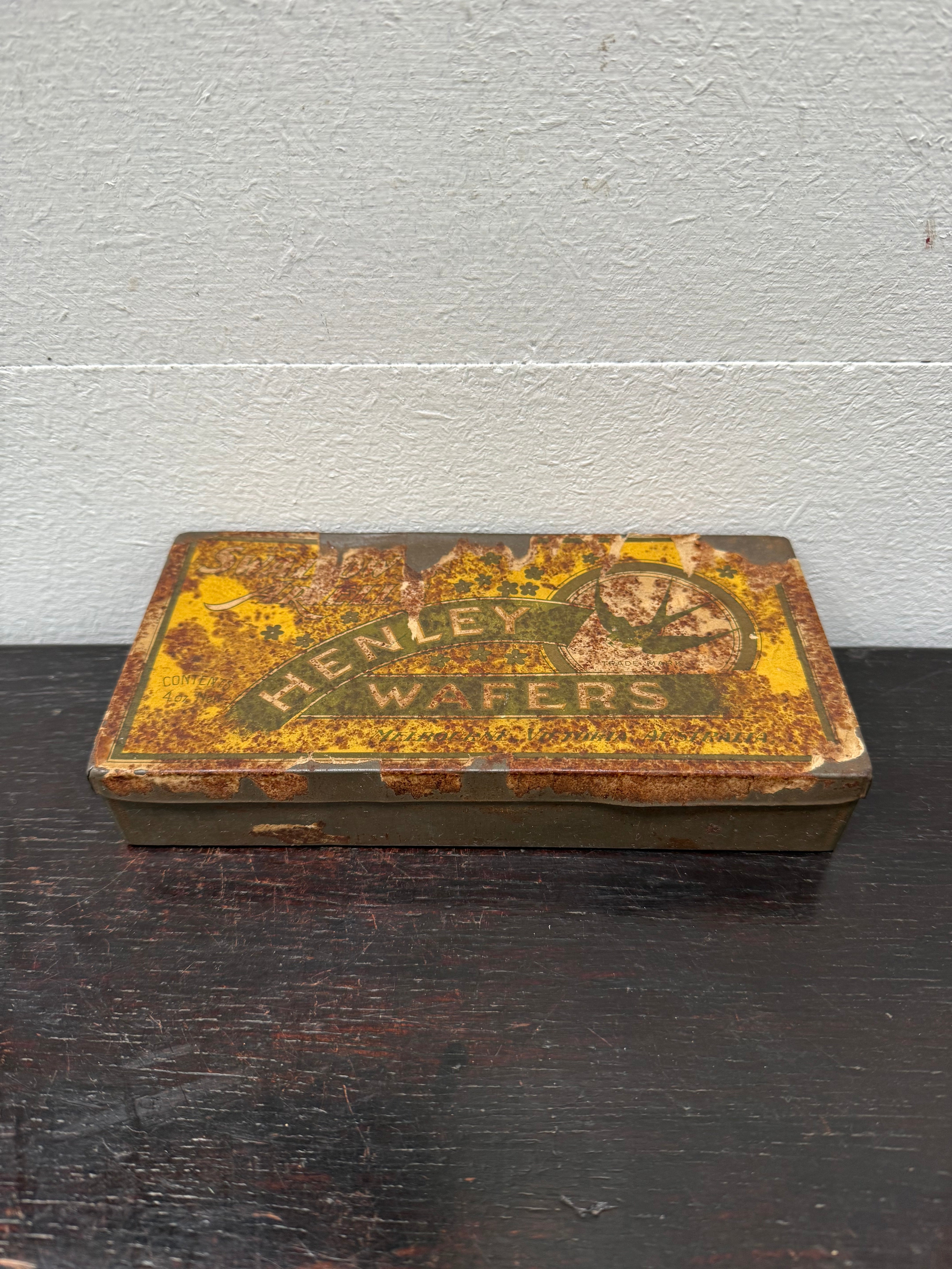 Rare Swallow & Ariels Henley Wafers Tin C1910 | Antique & Vintage | Moonee Ponds Antiques | Australia Wide