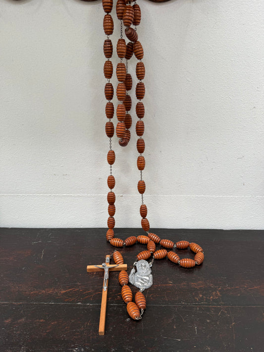Large Vintage Wooden Wall Rosary Beads