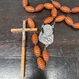 Large Vintage Wooden Wall Rosary Beads