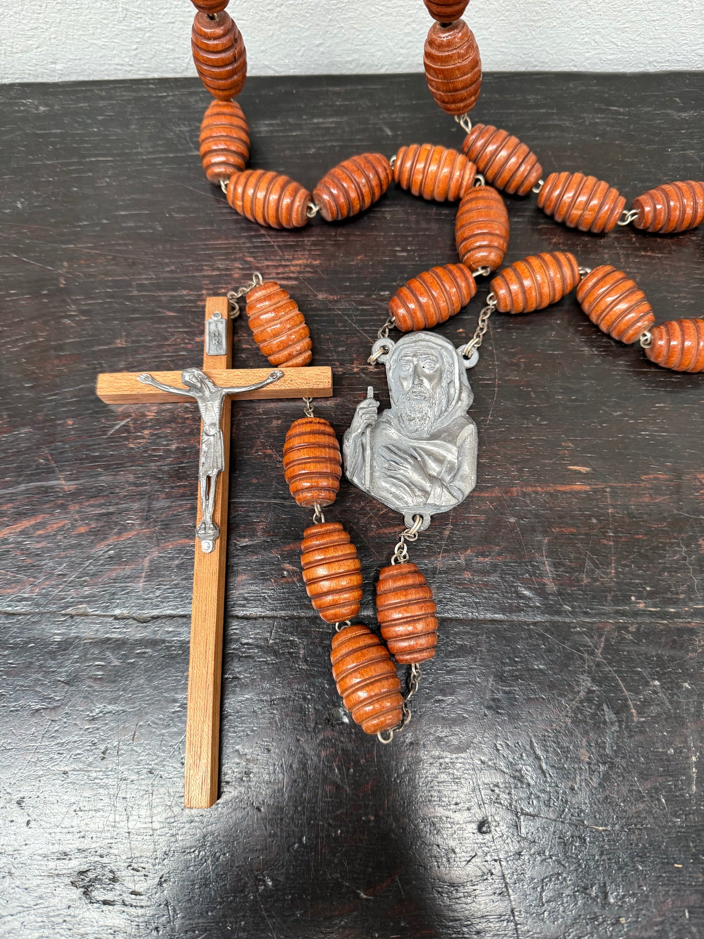 Large Vintage Wooden Wall Rosary Beads