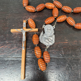 Large Vintage Wooden Wall Rosary Beads