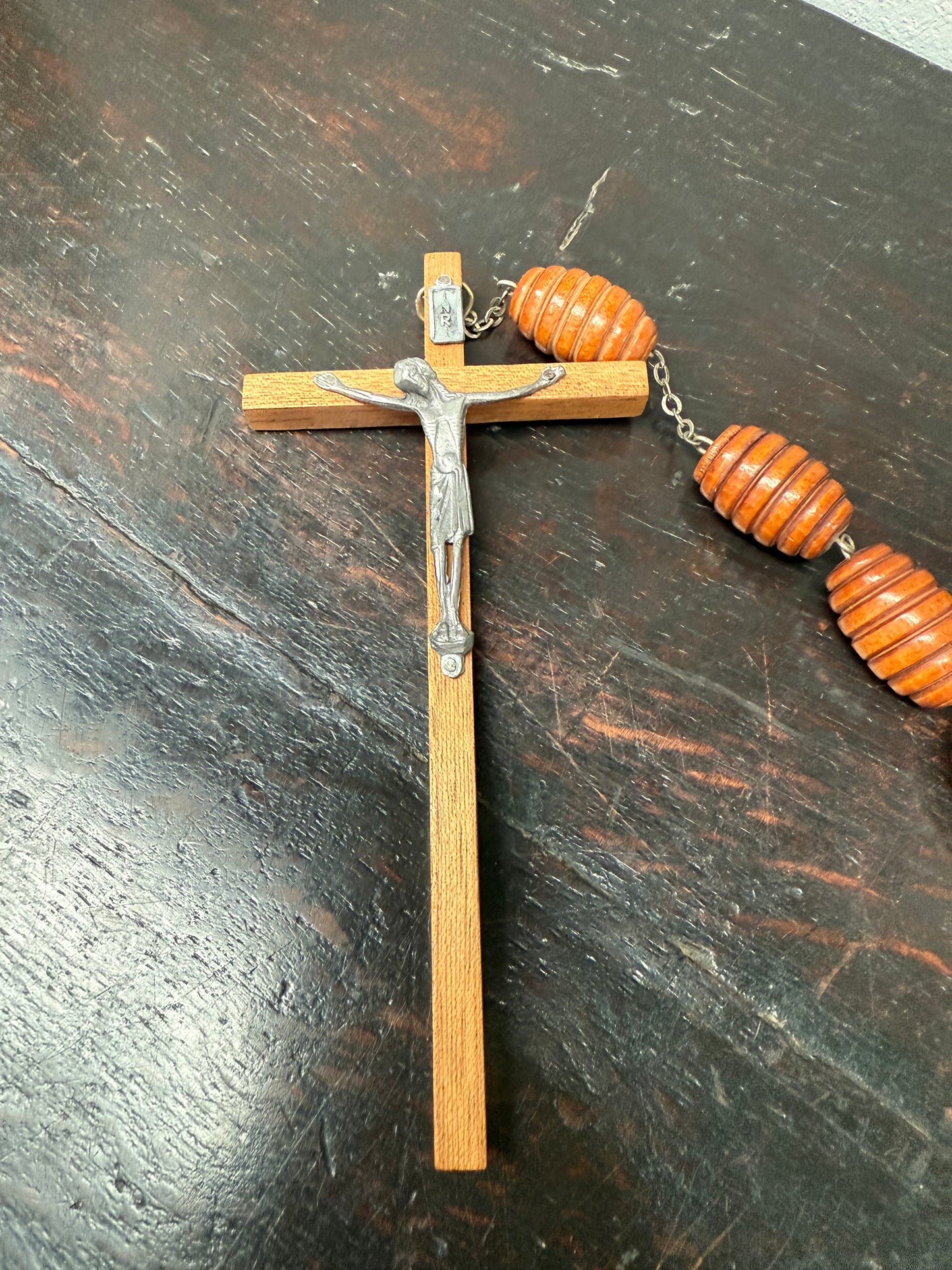 Large Vintage Wooden Wall Rosary Beads
