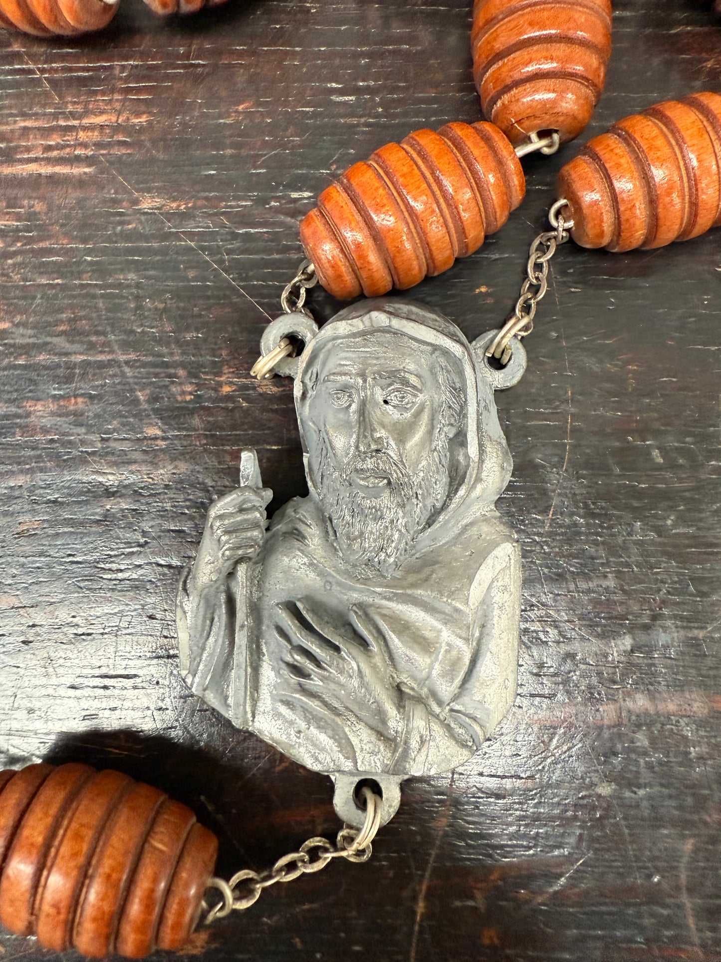 Large Vintage Wooden Wall Rosary Beads