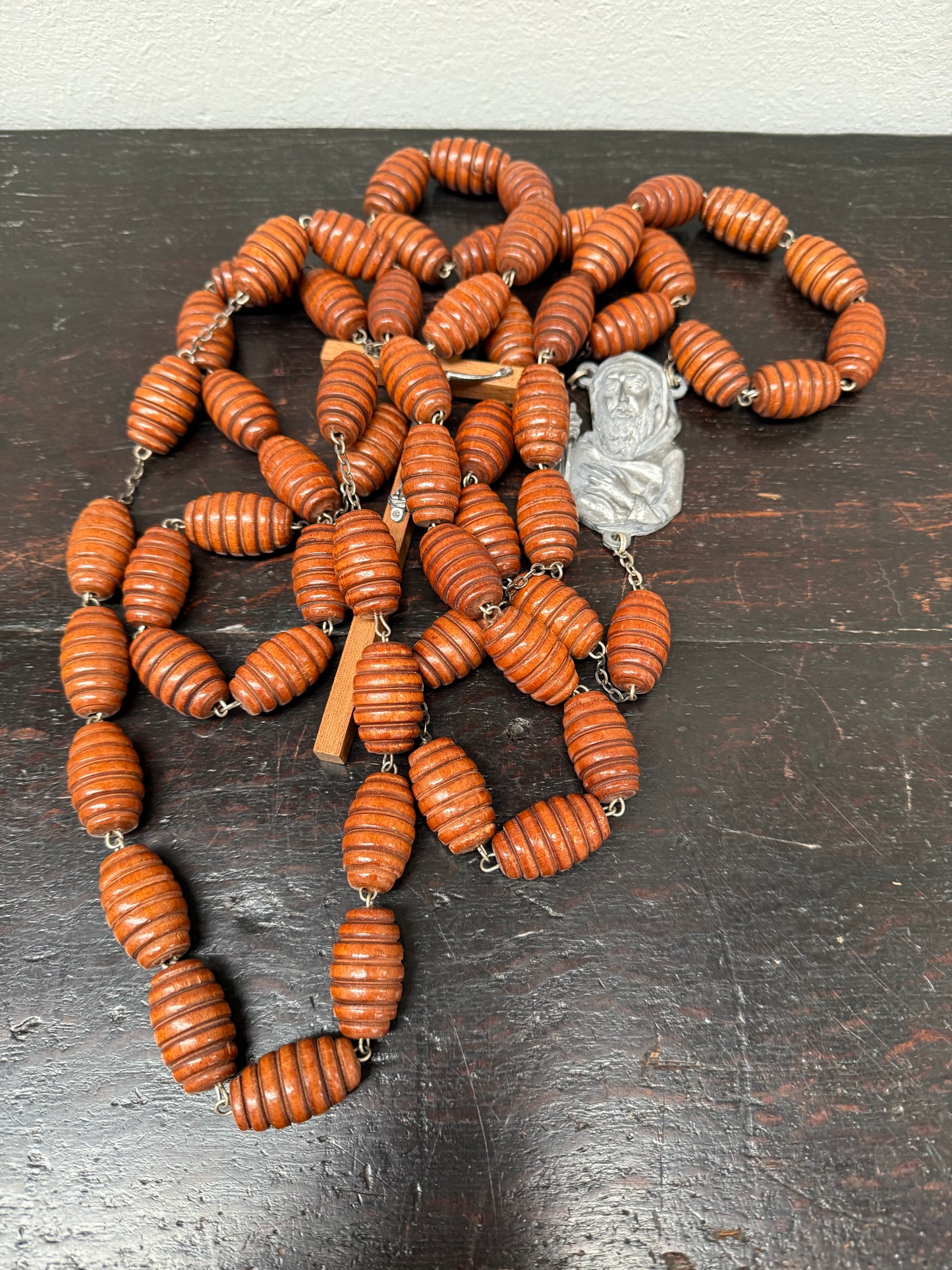 Large Vintage Wooden Wall Rosary Beads