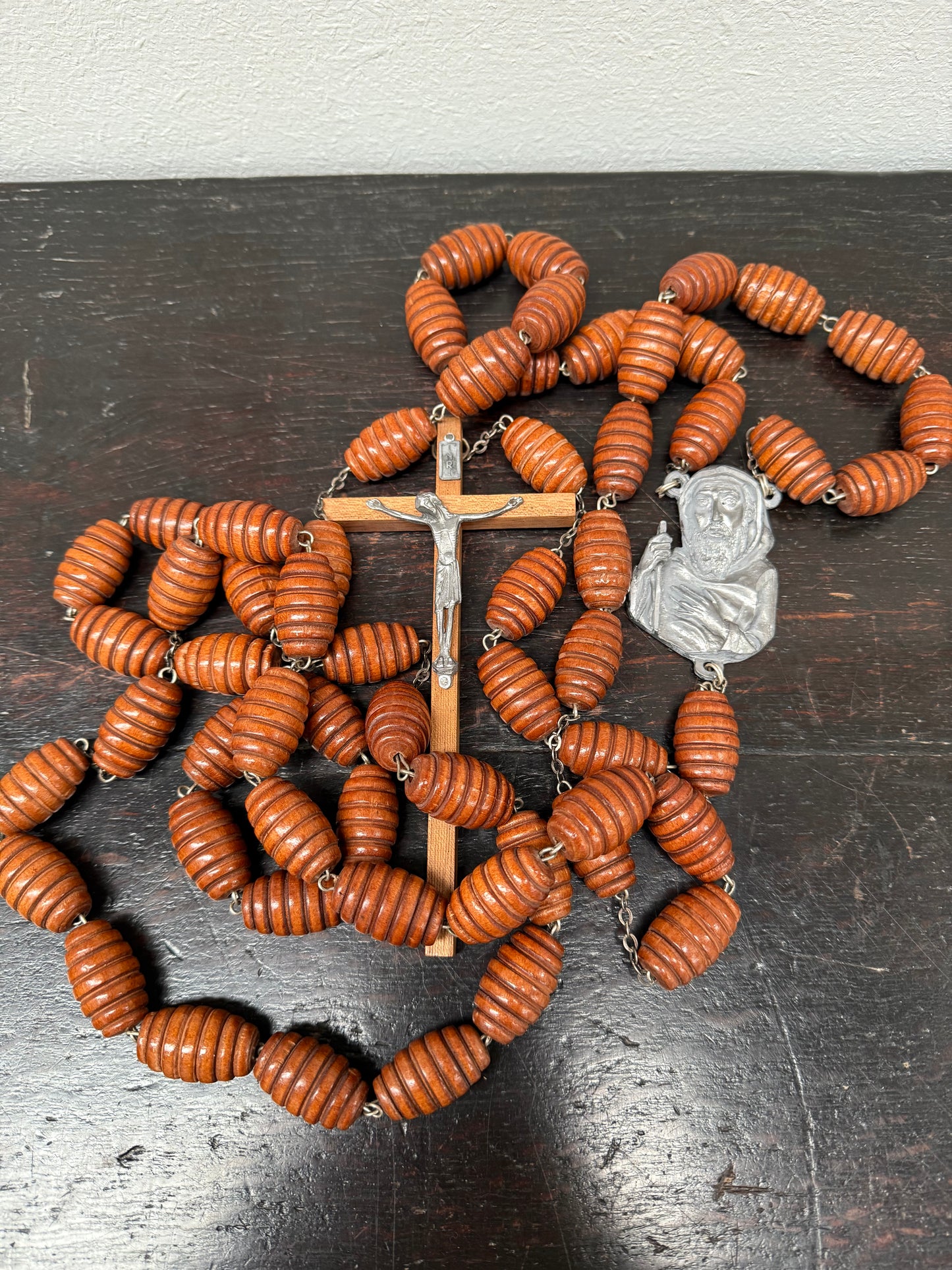 Large Vintage Wooden Wall Rosary Beads