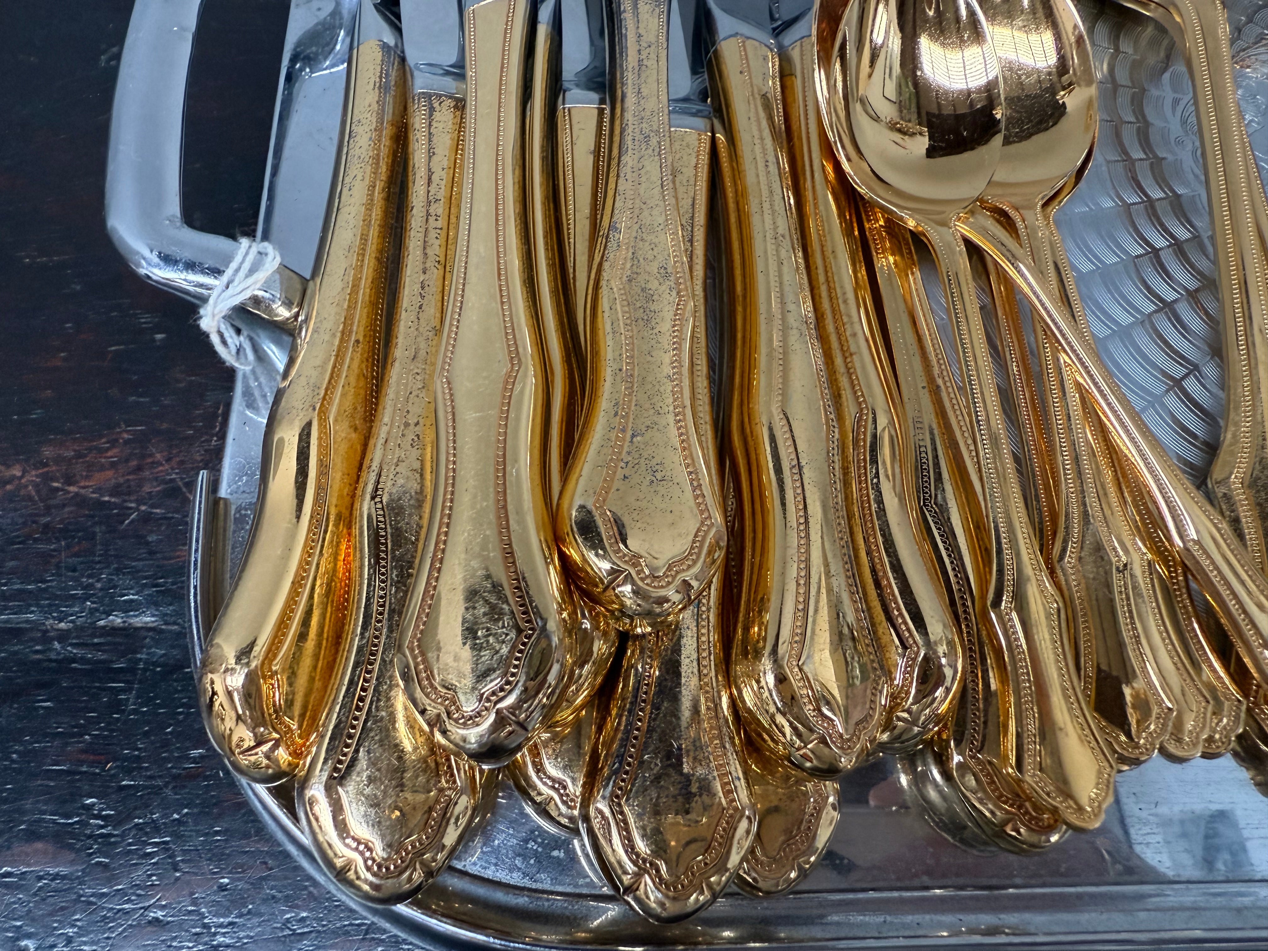 Vintage Rodd 24 Gold Plated Cutlery Set For Six | Antique & Vintage | Moonee Ponds Antiques | Australia Wide Delivery