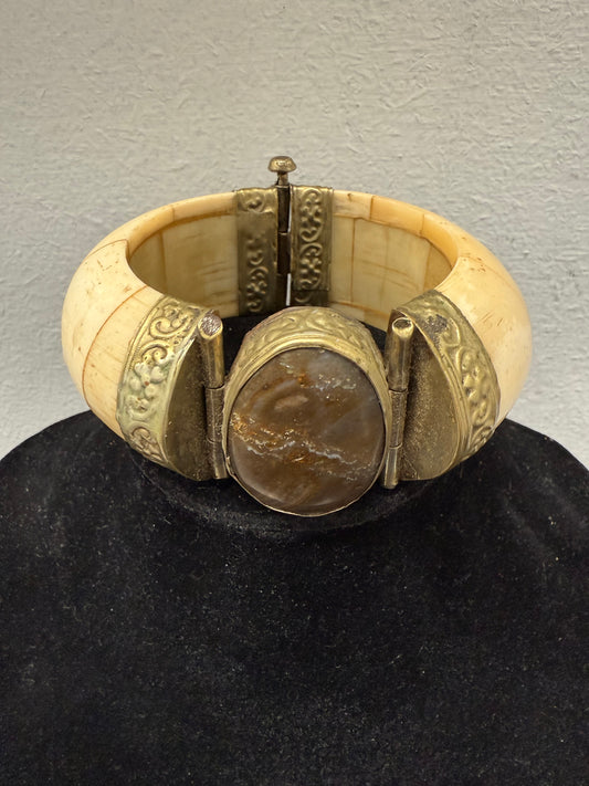 Vintage Bone & Agate Bangle