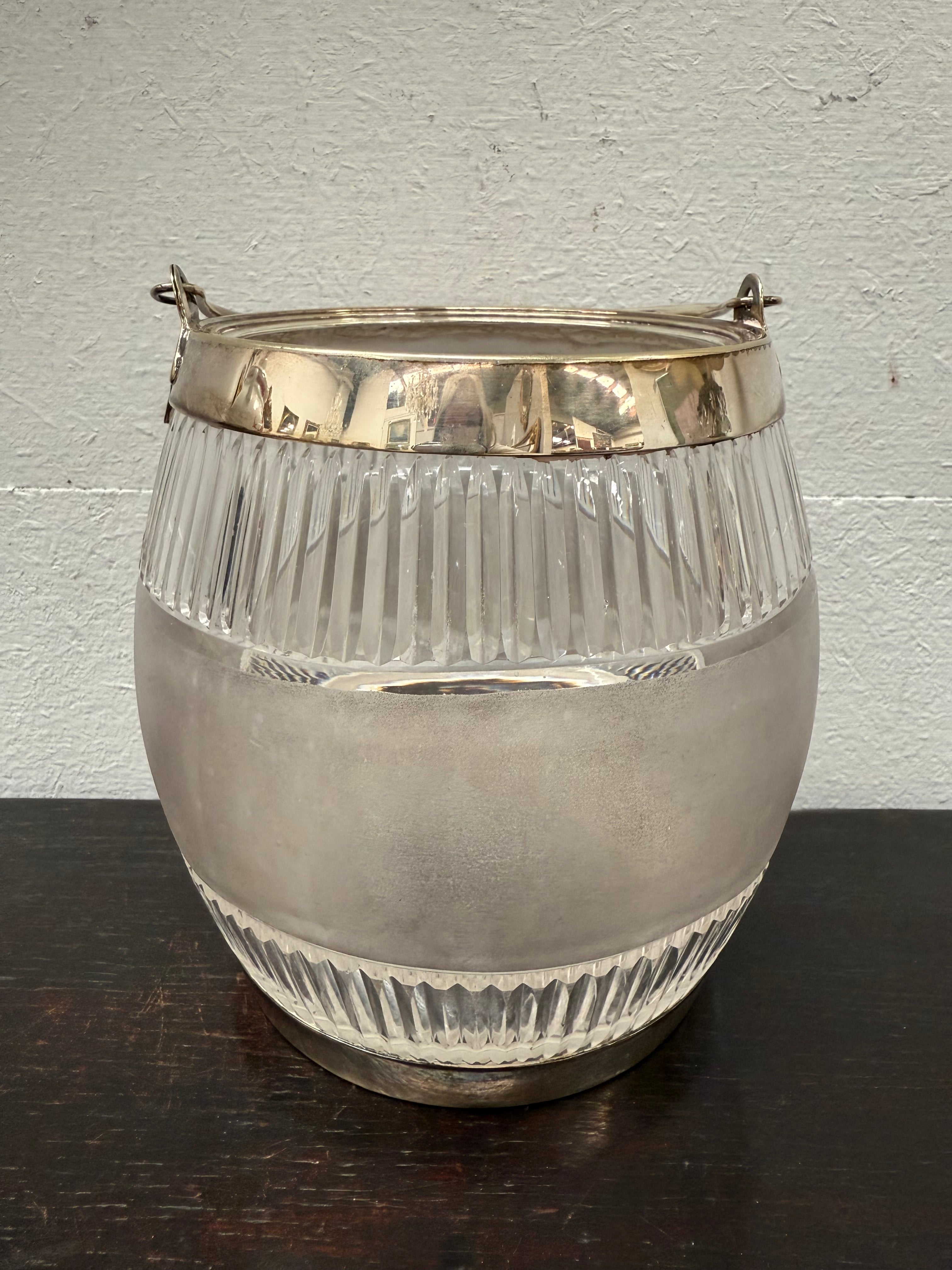 Antique Edwardian Cut Crystal & EPNS Biscuit Barrell