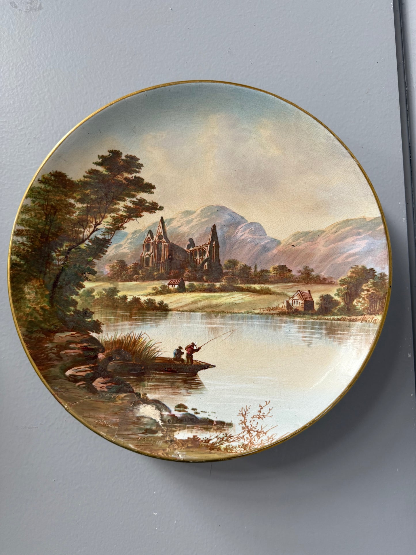 Antique Hand Painted Wall Plaque