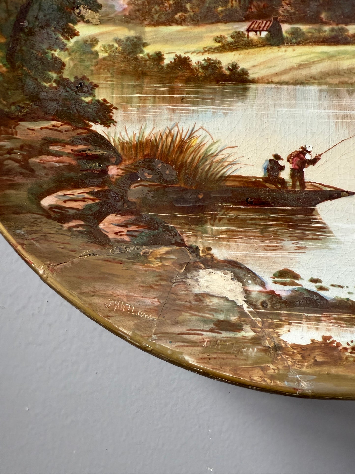 Antique Hand Painted Wall Plaque