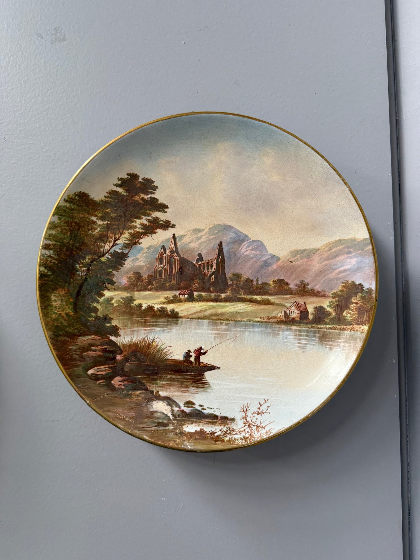 Antique Hand Painted Wall Plaque