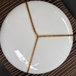 Antique Hand Painted Opaline Glass Wall Plaque