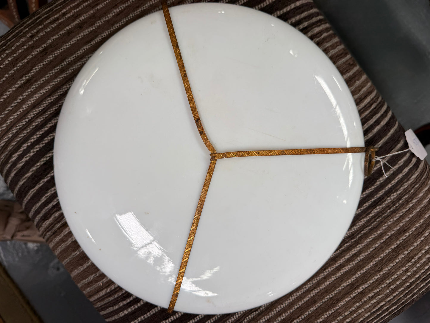 Antique Hand Painted Opaline Glass Wall Plaque