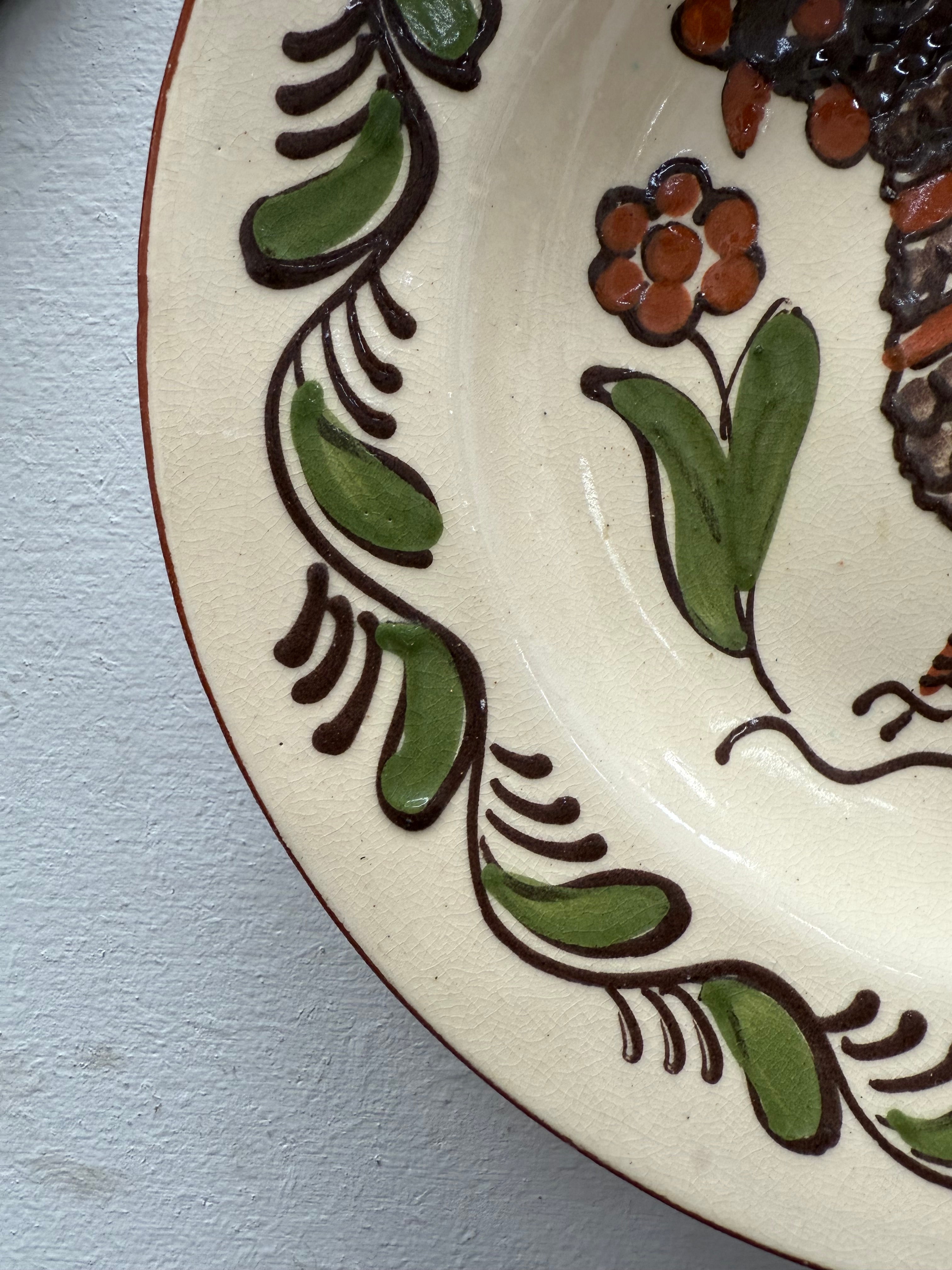 Vintage Hand Painted Rooster Majolica Wall Hanging Plate | Antique & Vintage | Moonee Ponds Antiques | Australia Wide Delivery