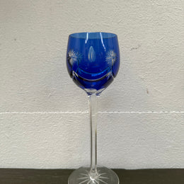 Pair Vintage Bohemian Cobalt & Ruby Wine Glasses