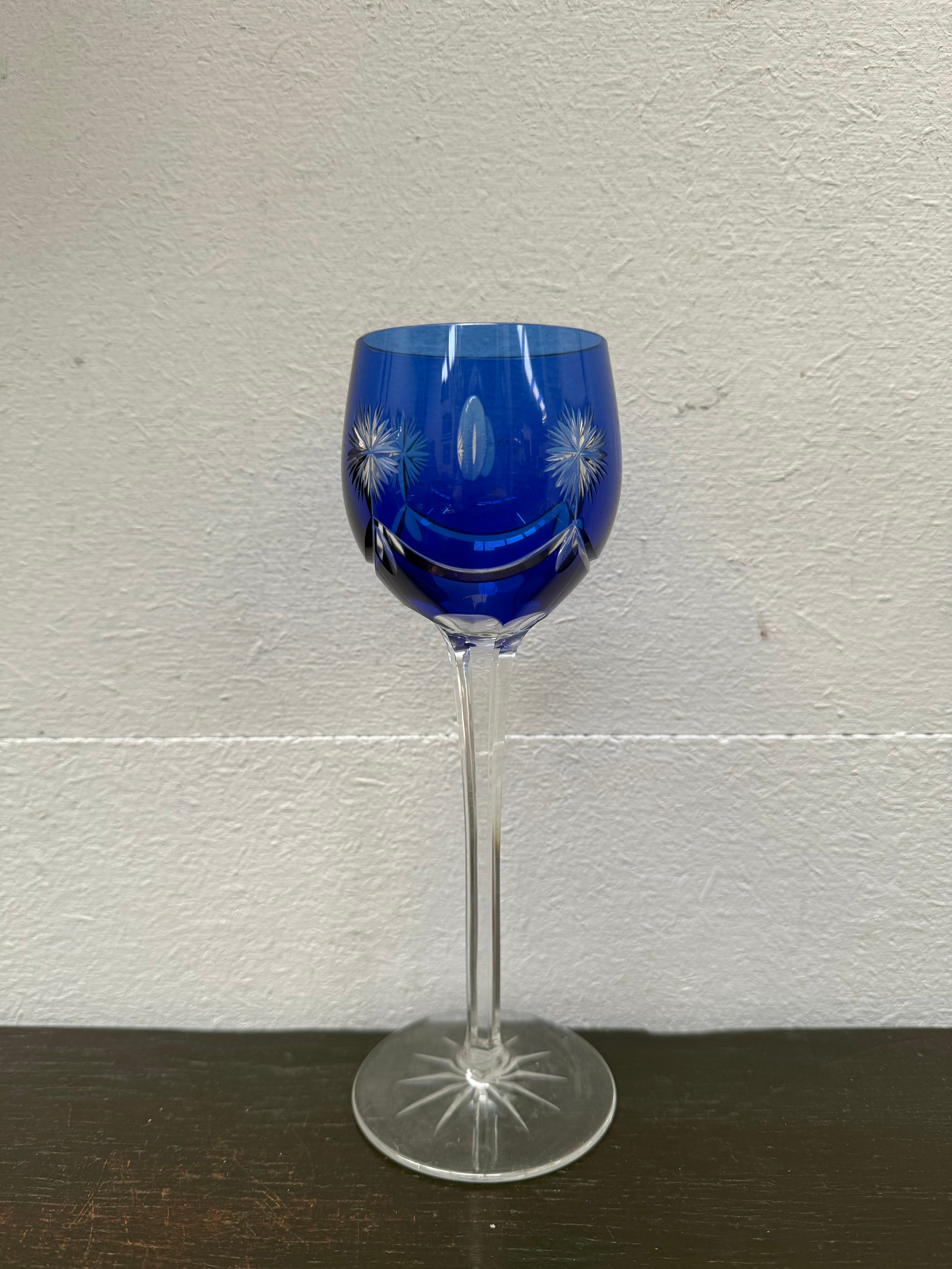 Pair Vintage Bohemian Cobalt & Ruby Wine Glasses | Antique & Vintage | Moonee Ponds Antiques | Australia Wide Delivery