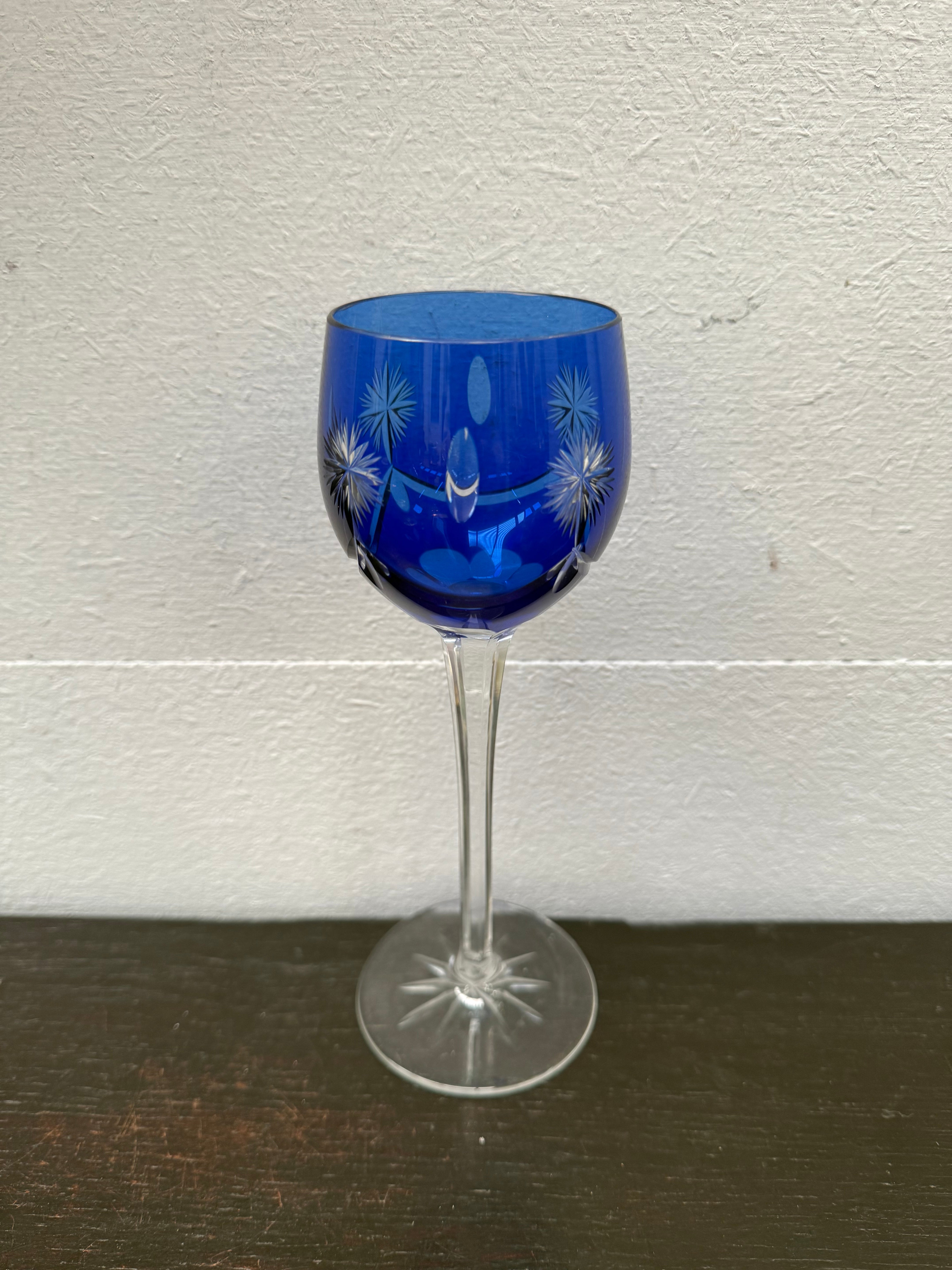 Pair Vintage Bohemian Cobalt & Ruby Wine Glasses | Antique & Vintage | Moonee Ponds Antiques | Australia Wide Delivery